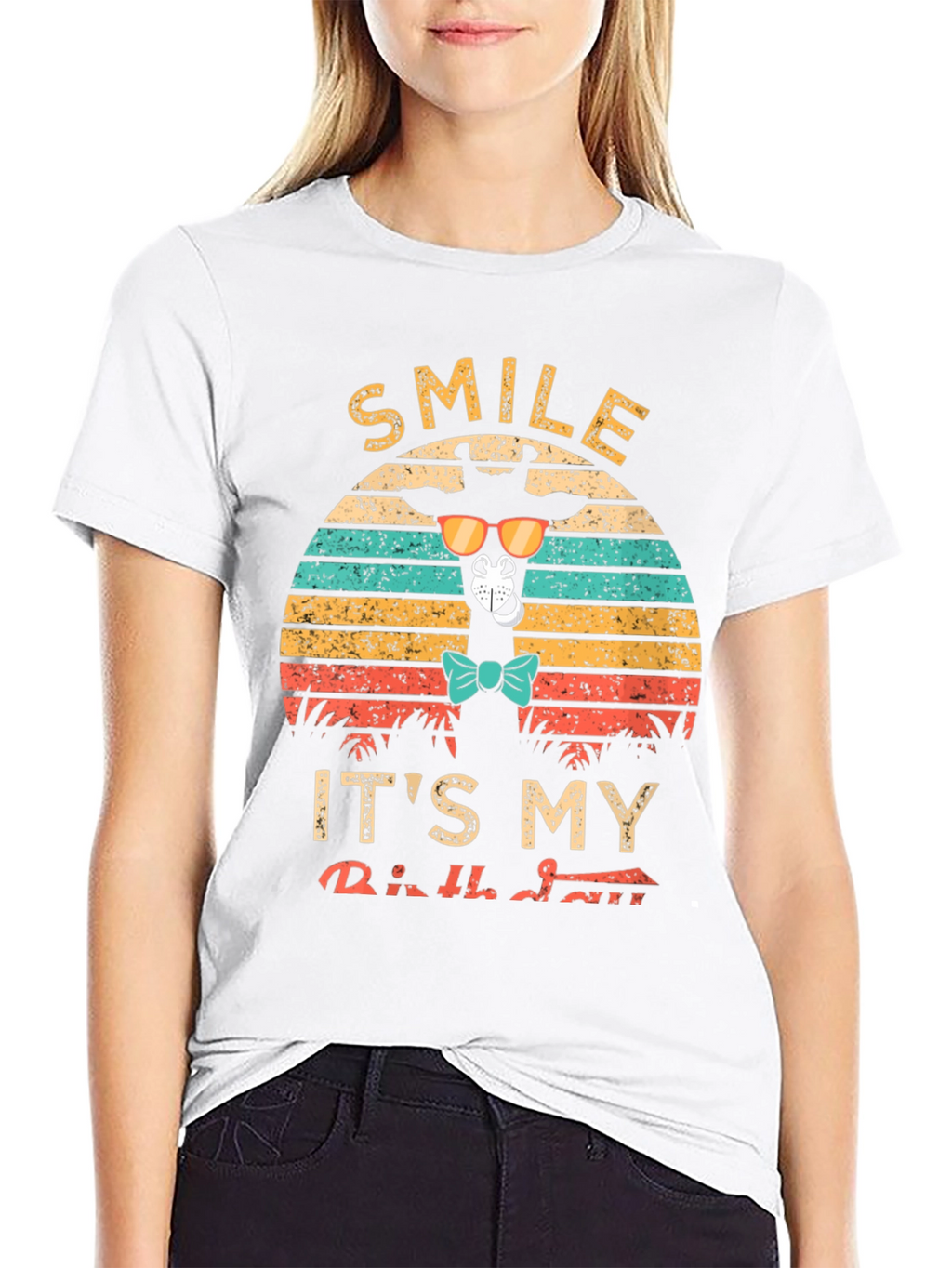 Smile Its My Birthday Giraffe Retro T-Shirt