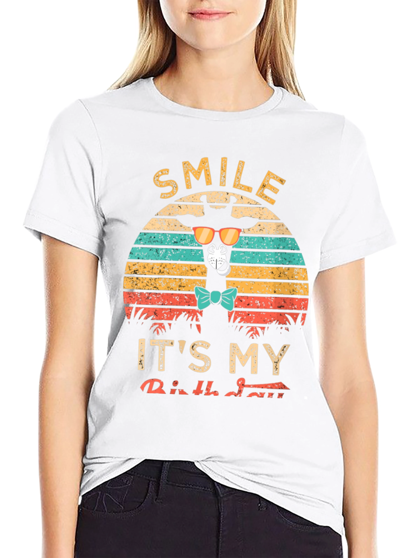 Smile Its My Birthday Giraffe Retro T-Shirt