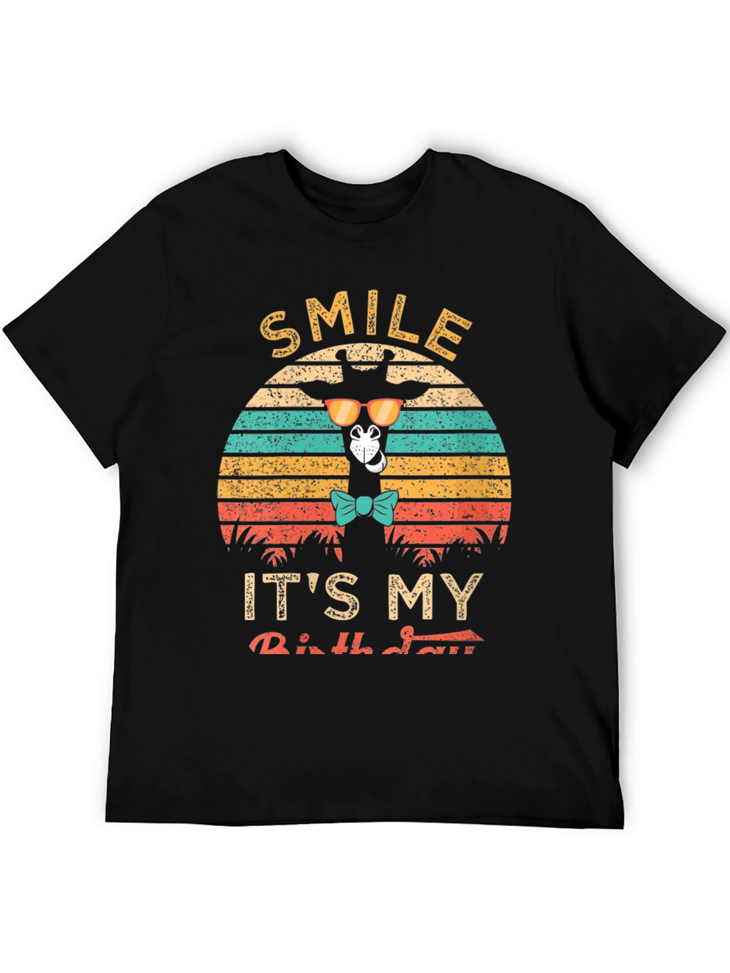 Smile Its My Birthday Giraffe Retro T-Shirt