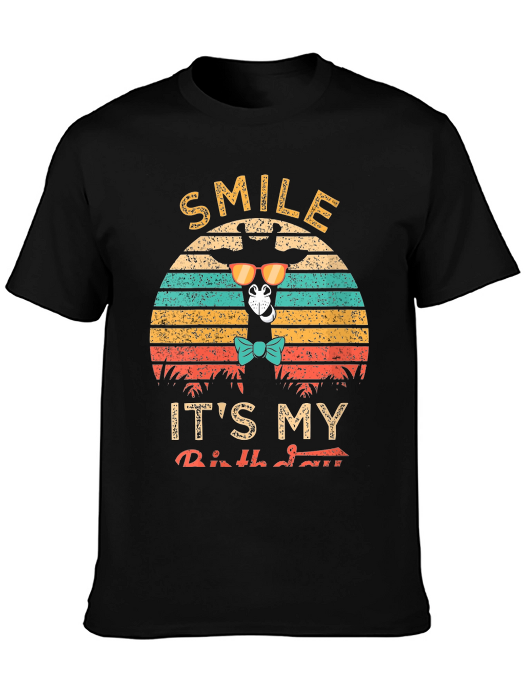 Smile Its My Birthday Giraffe Retro T-Shirt