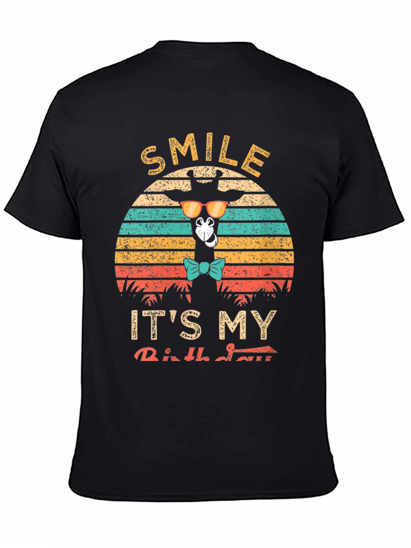 Smile Its My Birthday Giraffe Retro T-Shirt