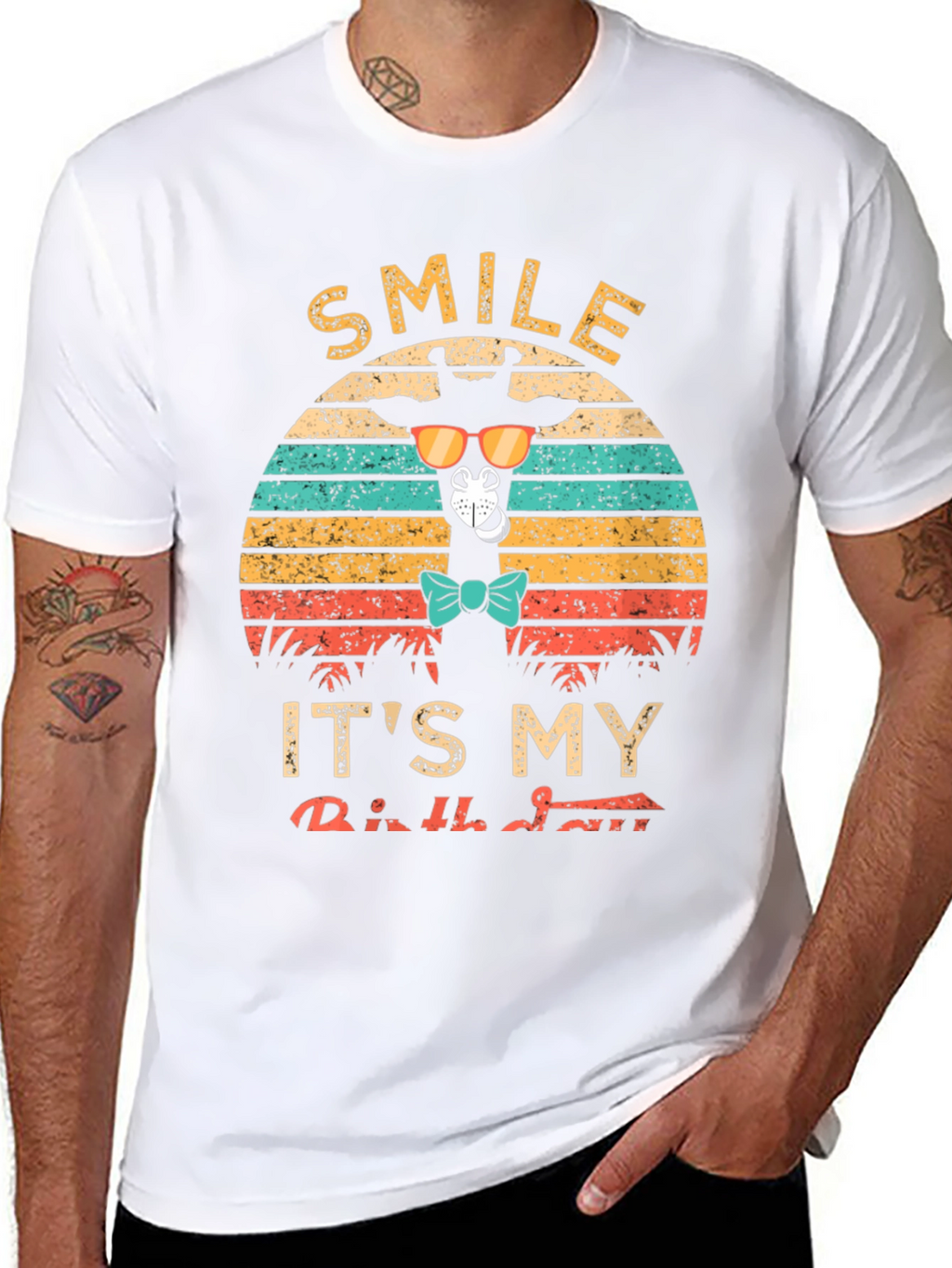 Smile Its My Birthday Giraffe Retro T-Shirt