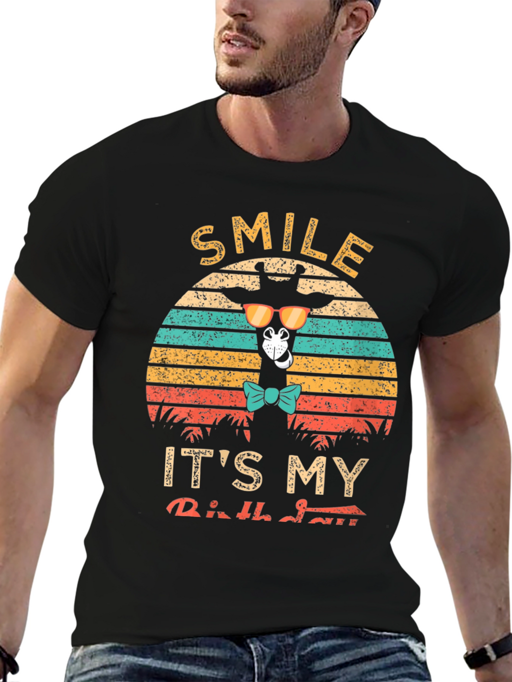 Smile Its My Birthday Giraffe Retro T-Shirt