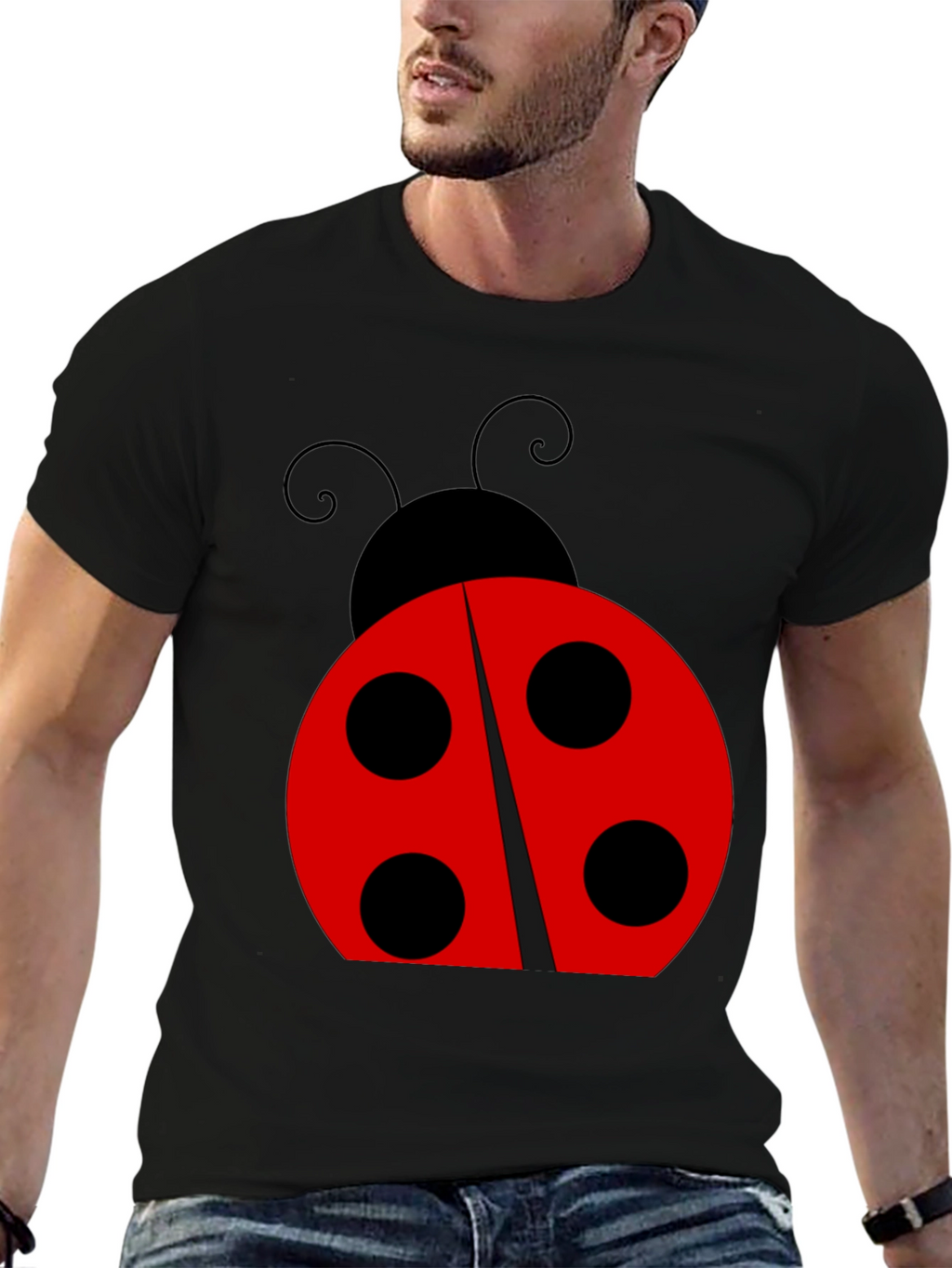 Ladybug Graphic Black T-Shirt