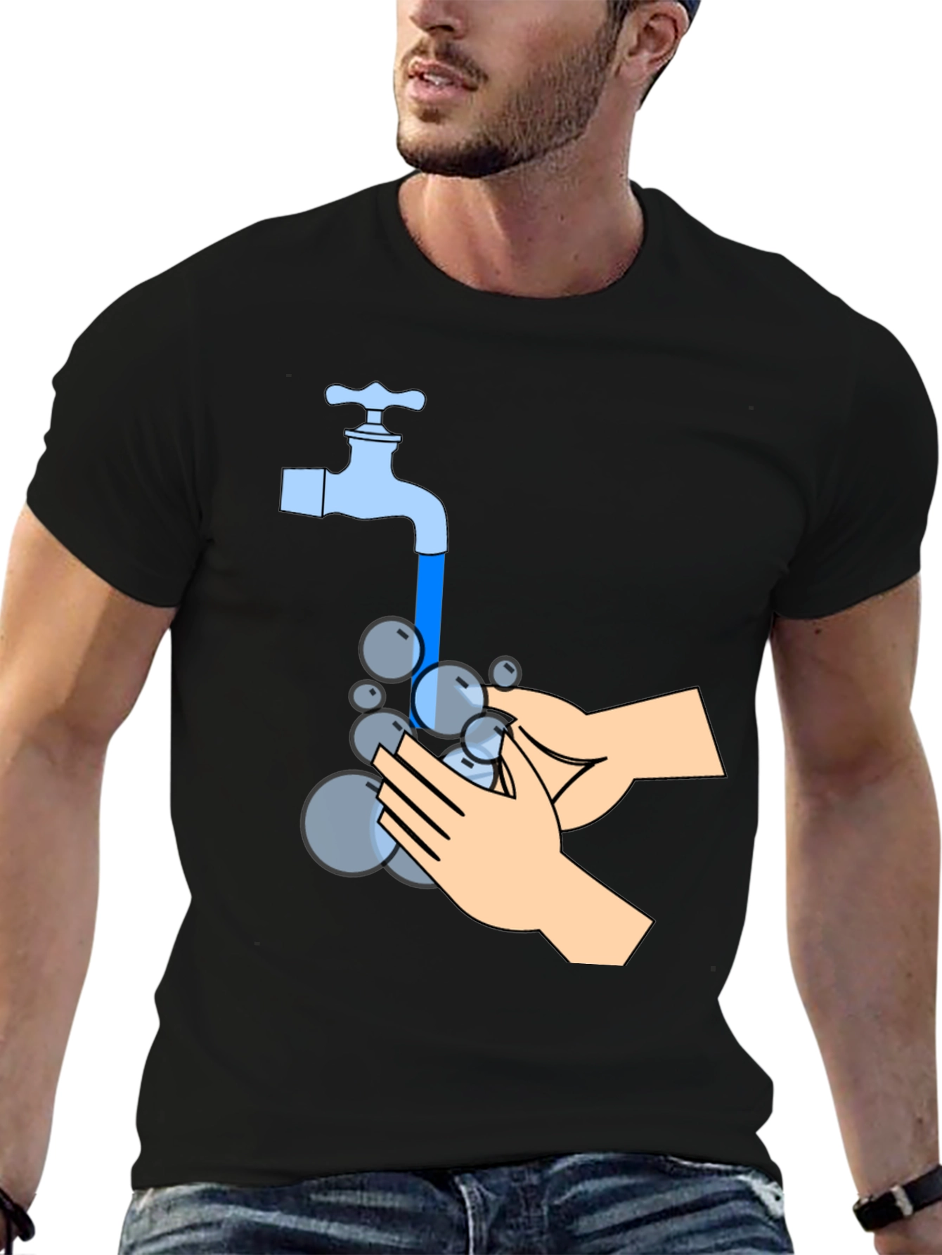 Wash Your Hands Graphic Tee - Black