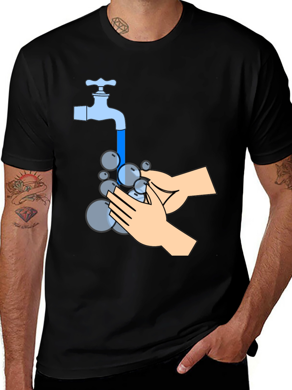 Wash Your Hands Graphic Tee - Black