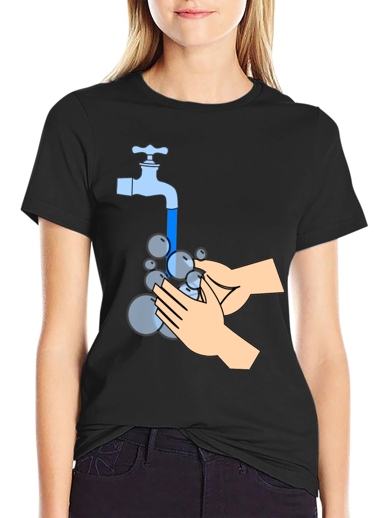 Wash Your Hands Graphic Tee - Black