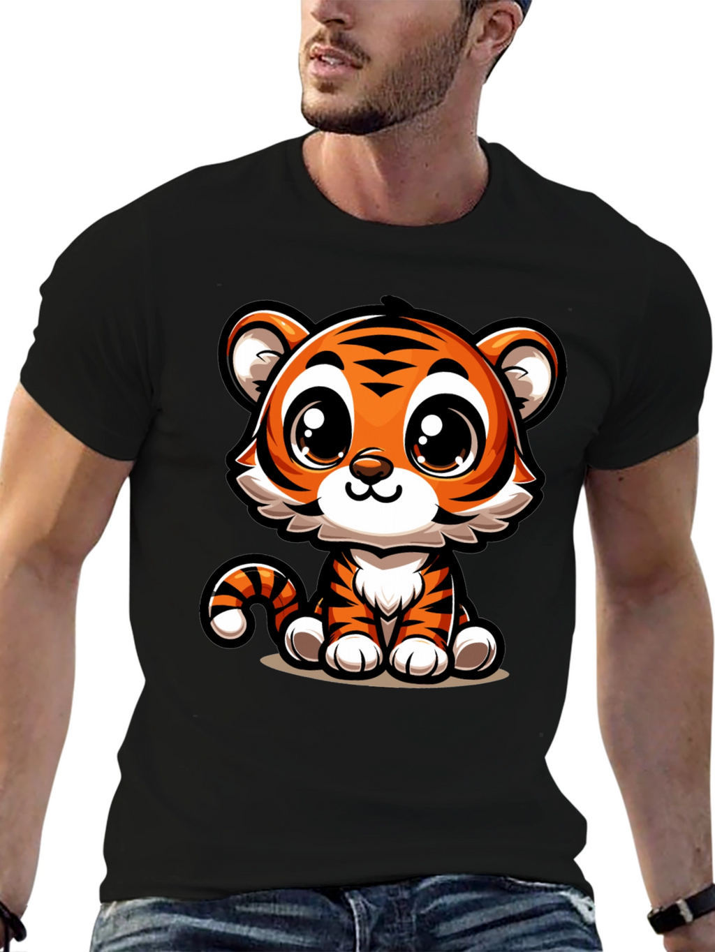 Cute Cartoon Tiger Graphic T-Shirt