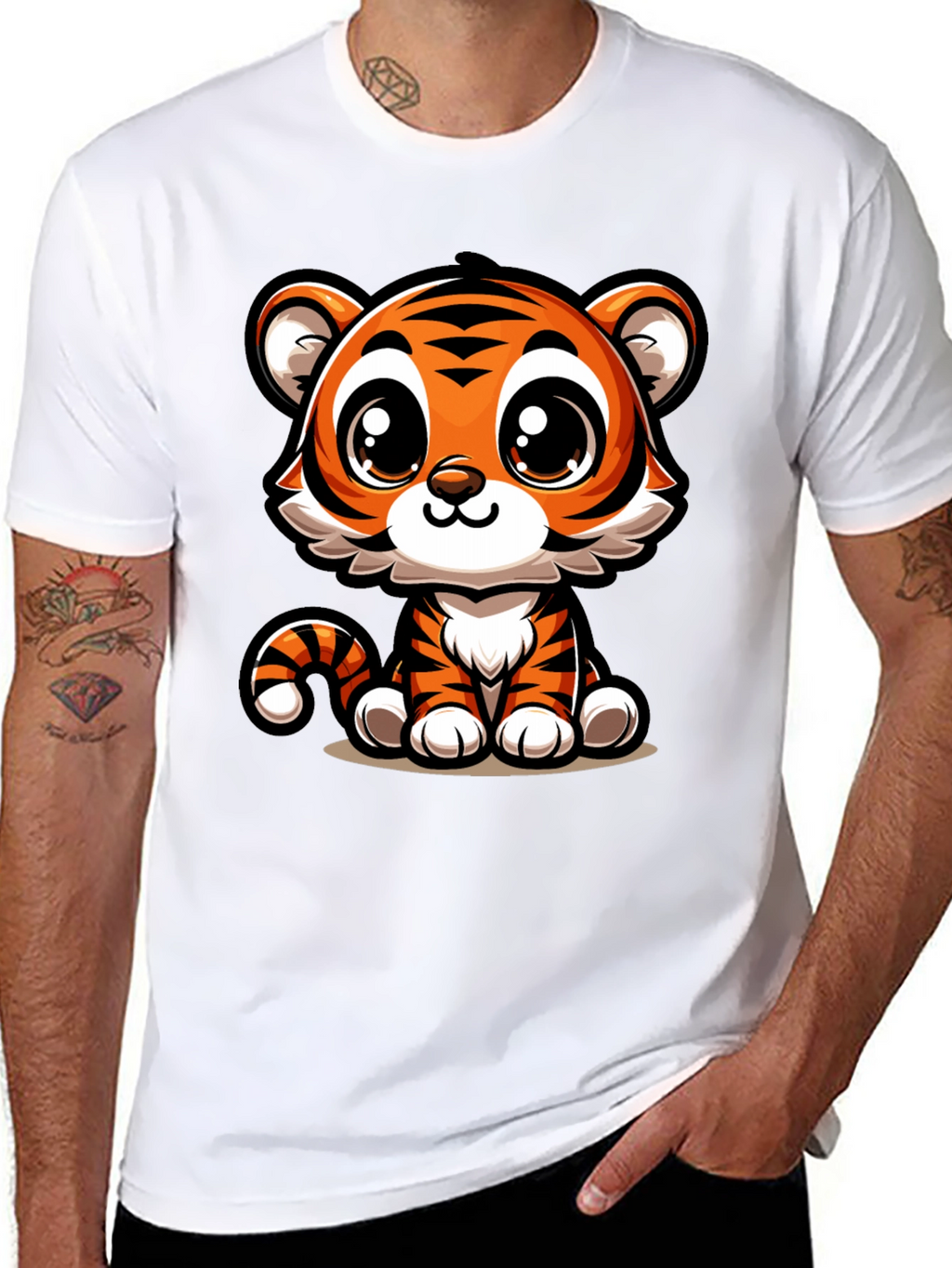Cute Cartoon Tiger Graphic T-Shirt