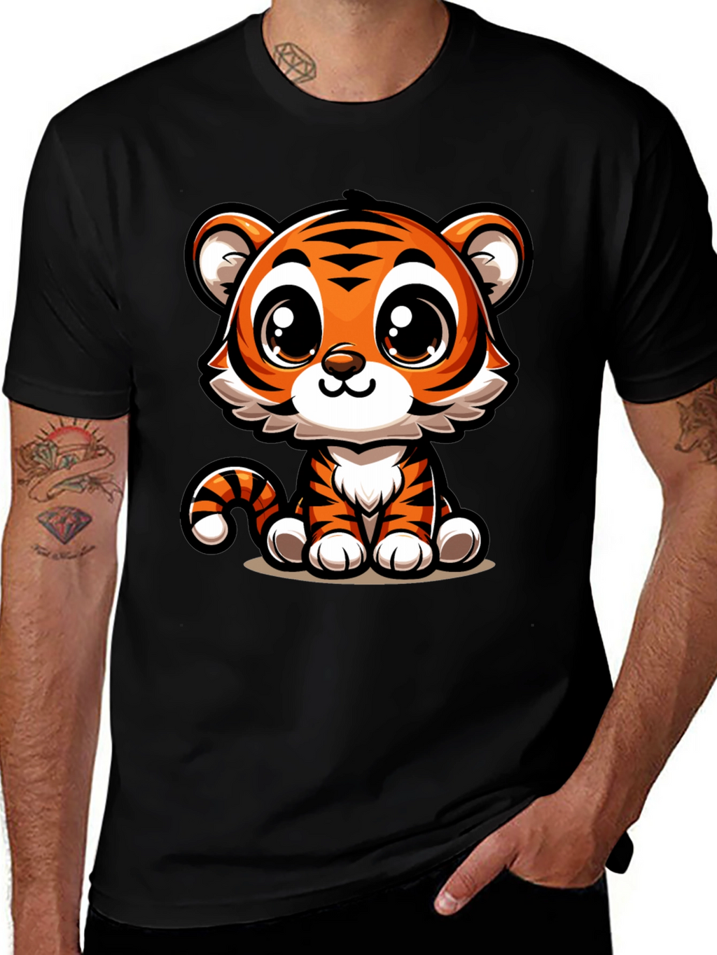 Cute Cartoon Tiger Graphic T-Shirt