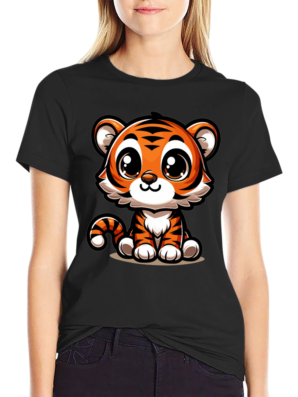 Cute Cartoon Tiger Graphic T-Shirt