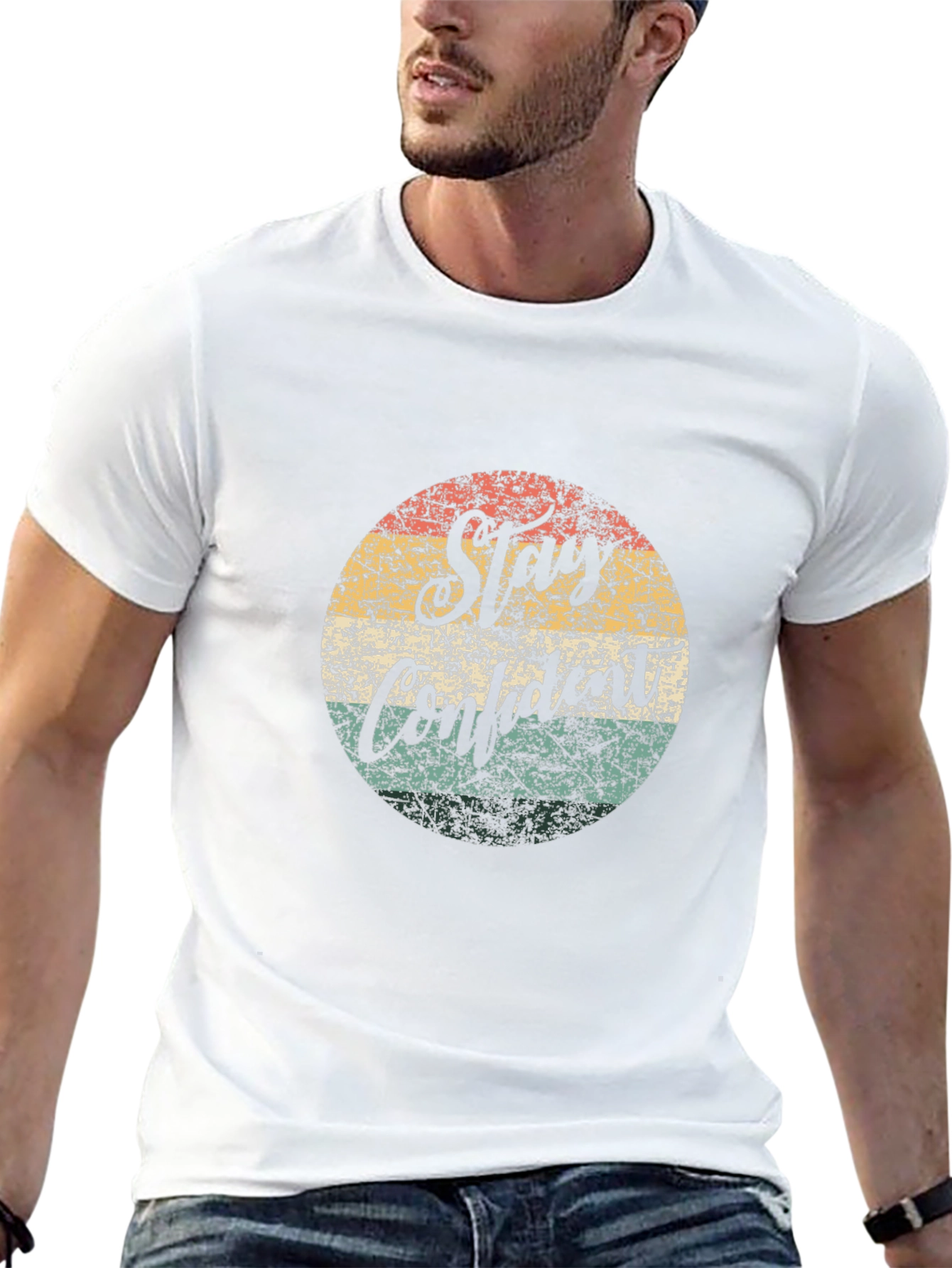 Stay Confident Retro Circle Graphic T-Shirt