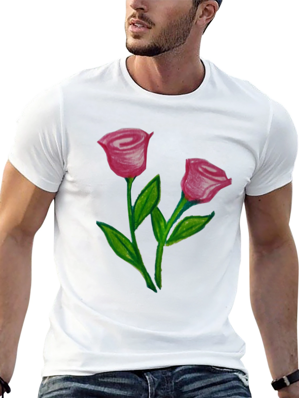 Floral Rose Graphic T-Shirt - Stylish Mens Tee