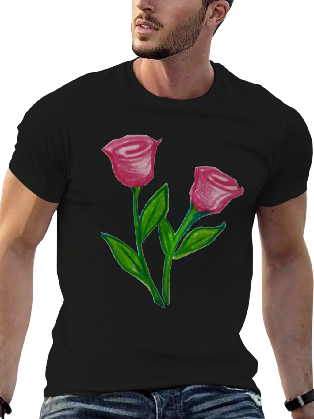 Floral Rose Graphic T-Shirt - Stylish Mens Tee