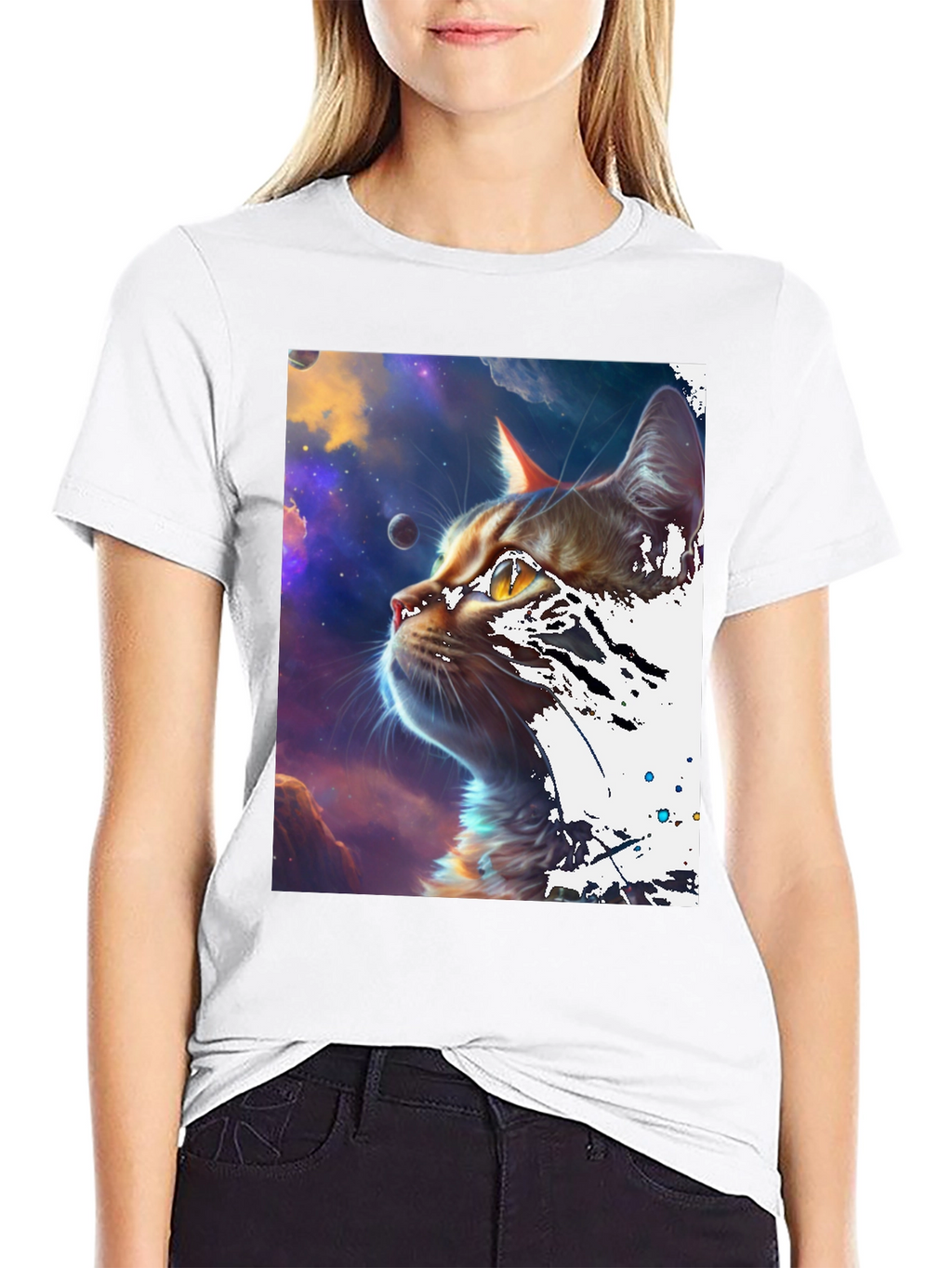 Cosmic Cat Black T-Shirt