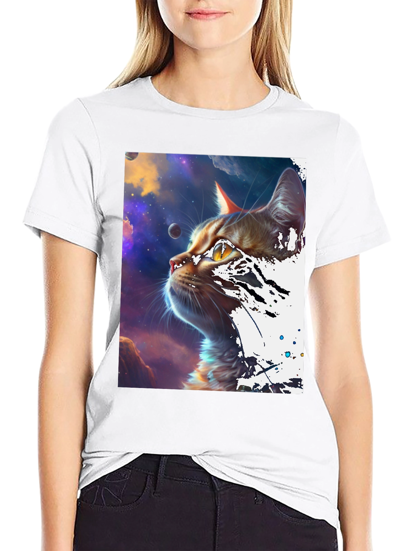 Cosmic Cat Black T-Shirt