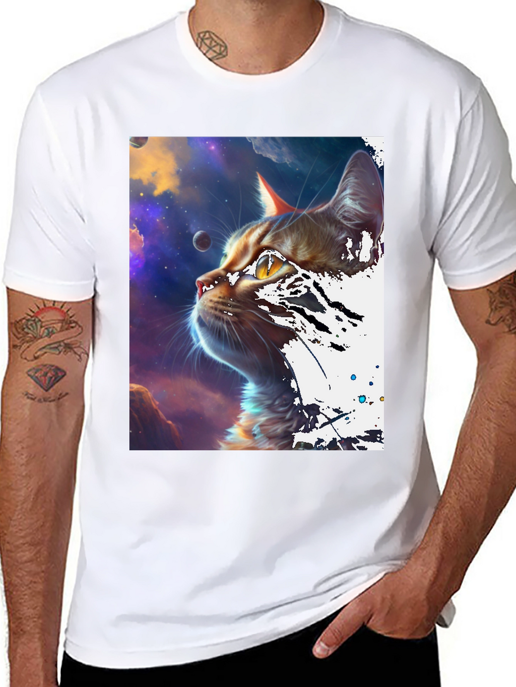 Cosmic Cat Black T-Shirt