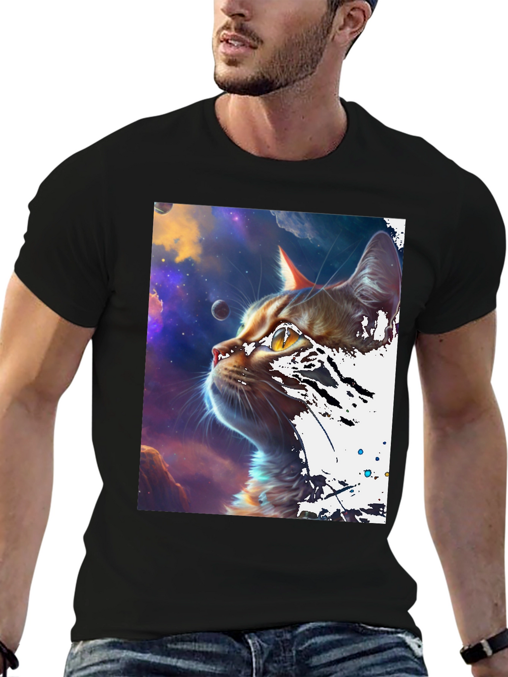 Cosmic Cat Black T-Shirt