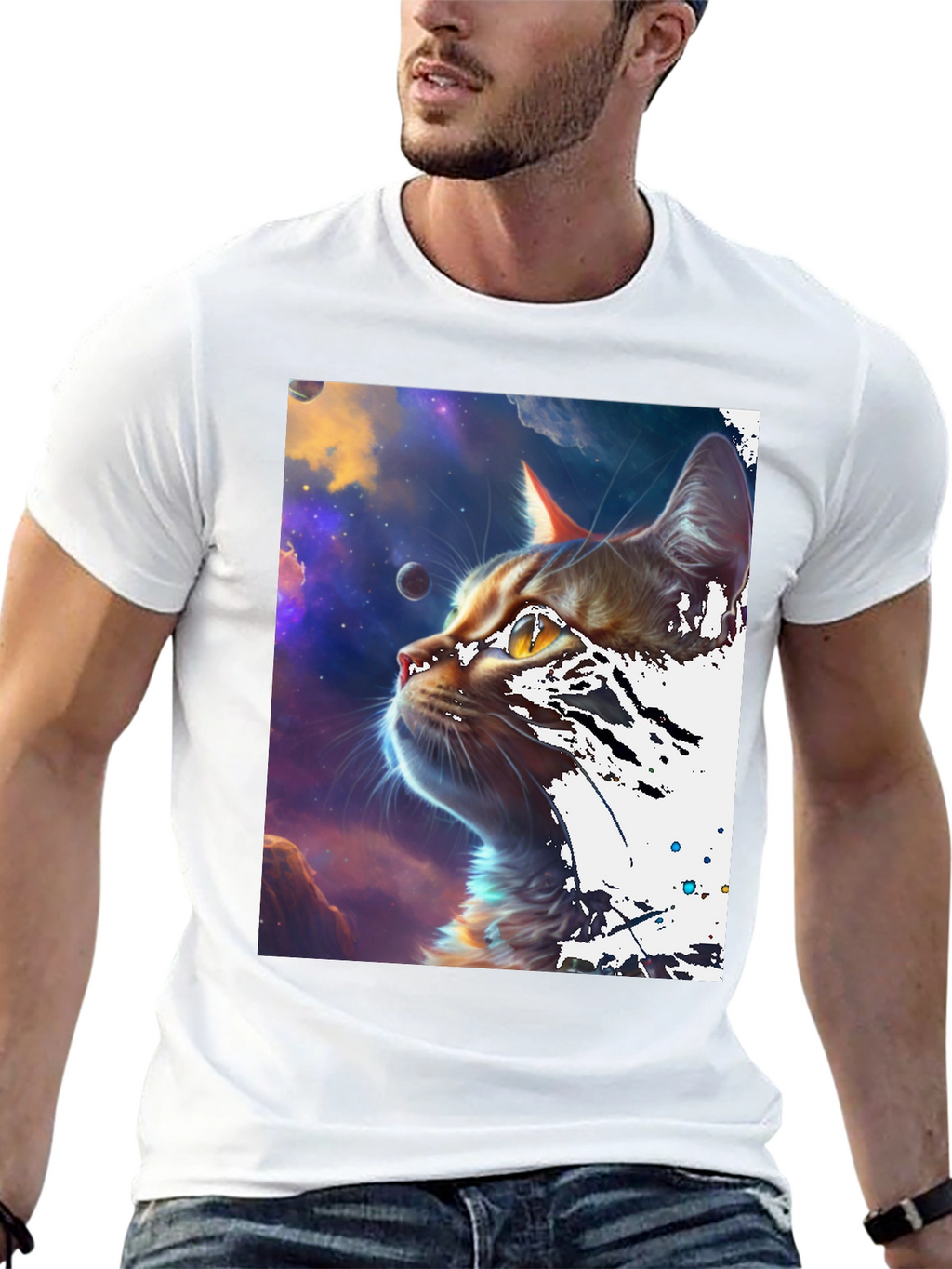 Cosmic Cat Black T-Shirt