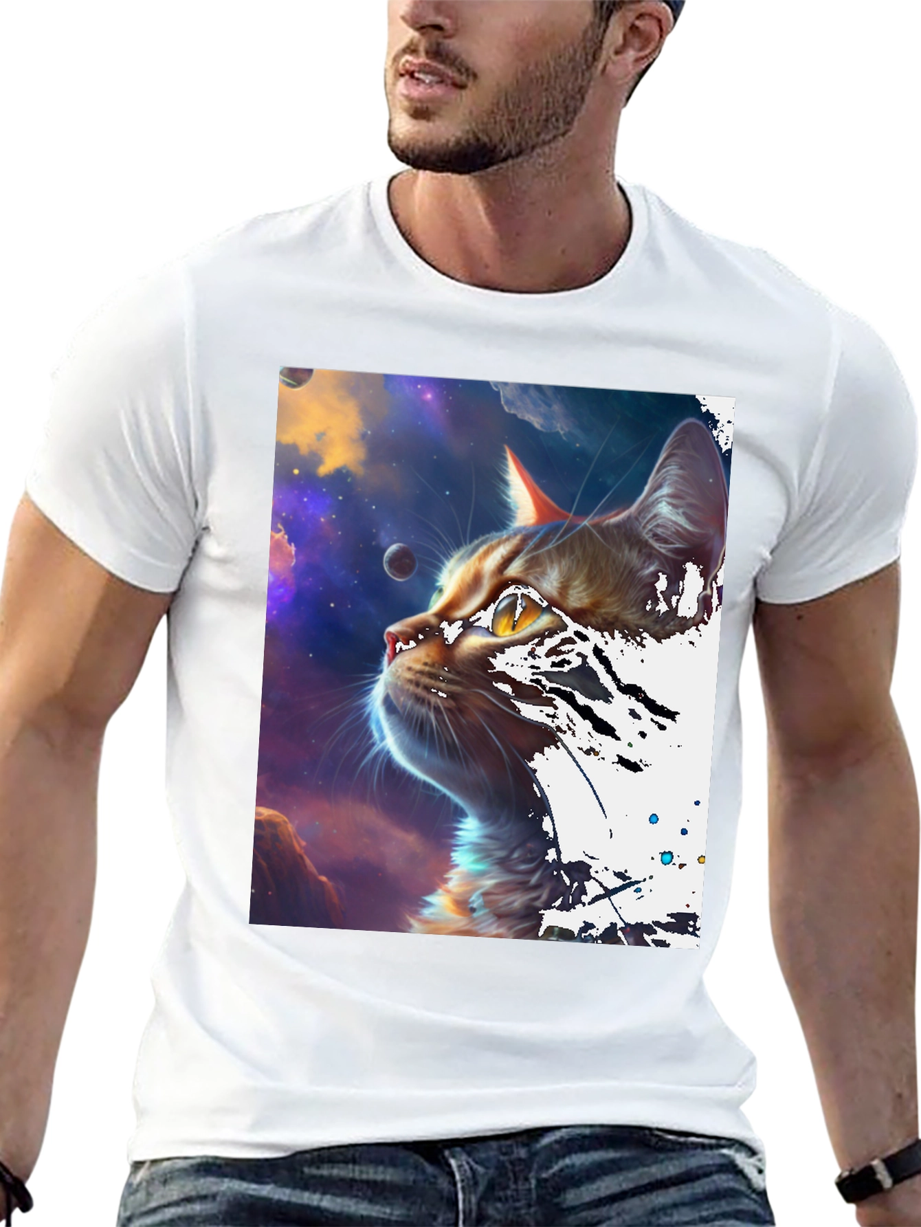 Cosmic Cat Black T-Shirt
