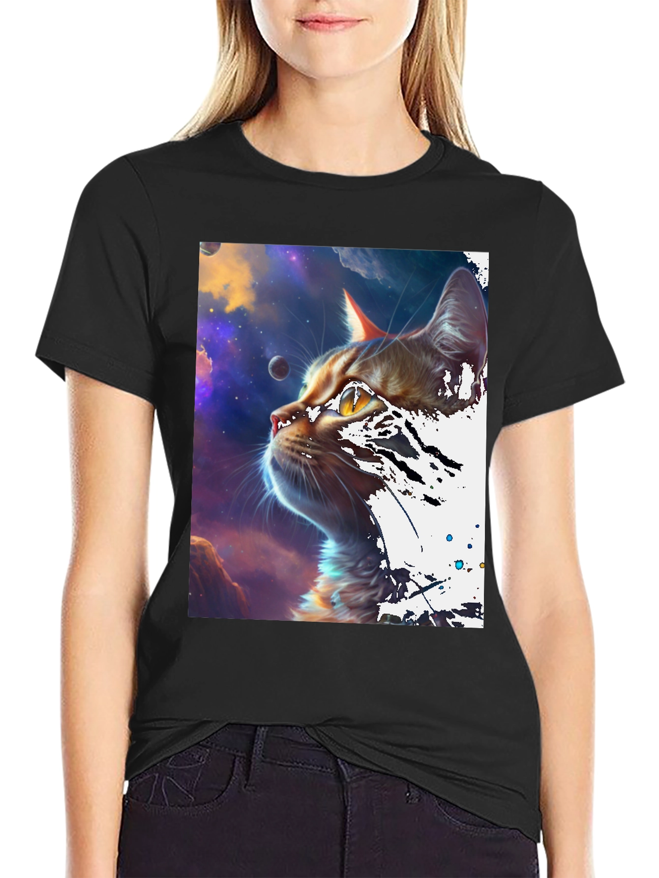 Cosmic Cat Black T-Shirt