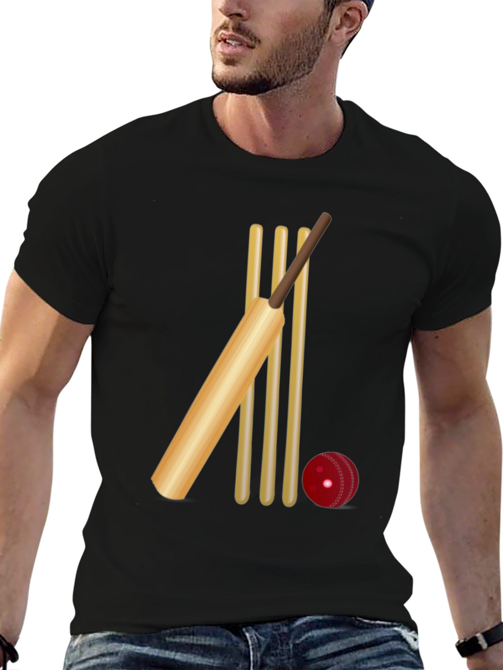Cricket Bat & Wicket Graphic Tee