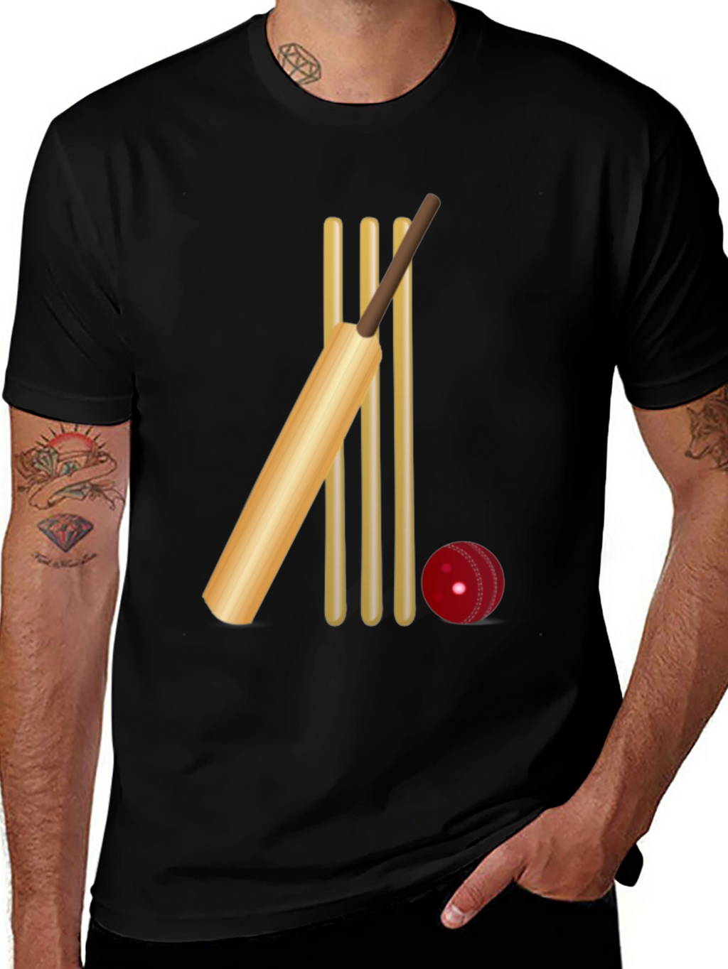 Cricket Bat & Wicket Graphic Tee