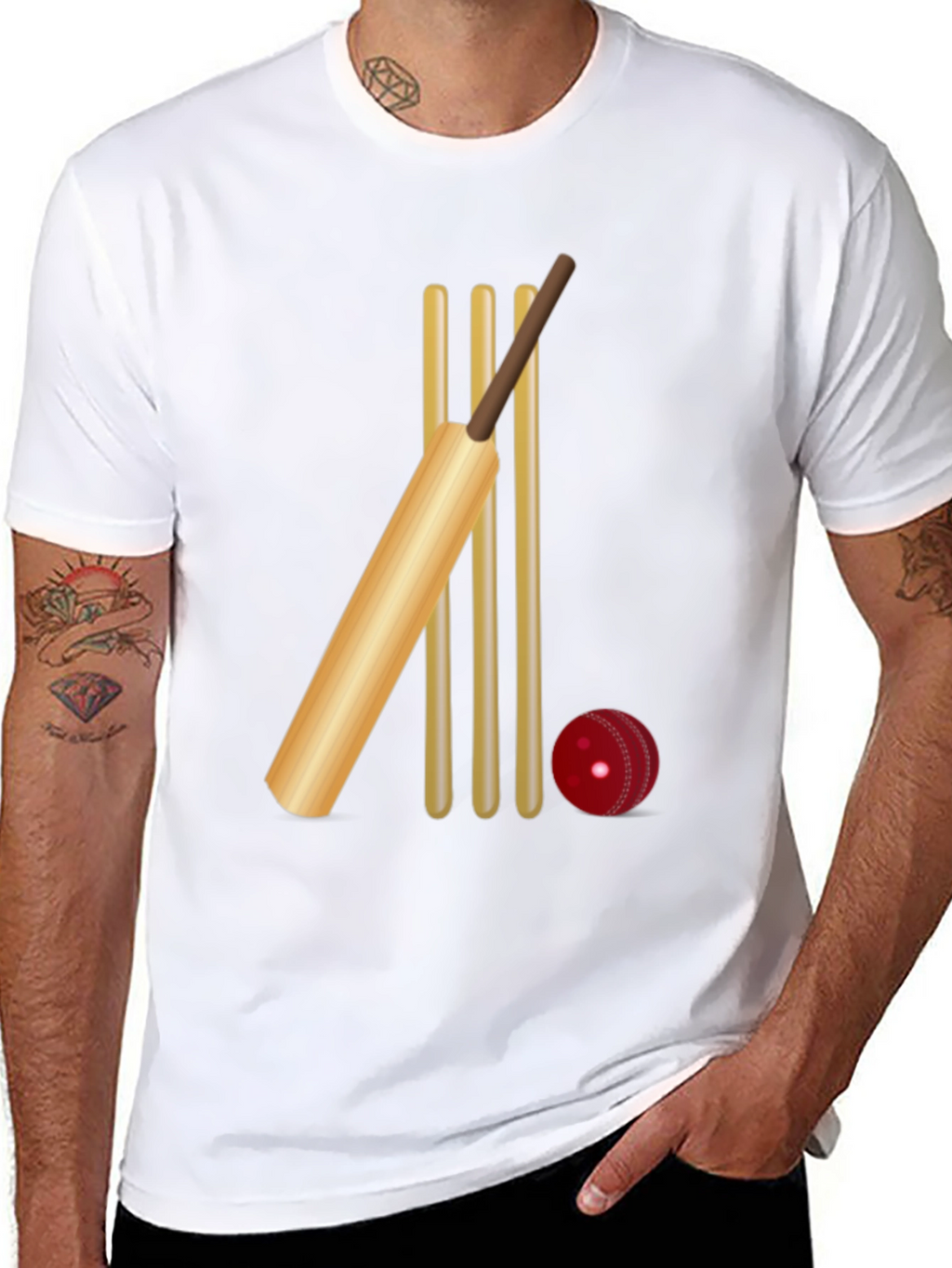 Cricket Bat & Wicket Graphic Tee