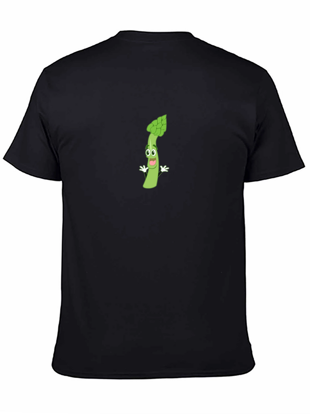 Asparagus Cartoon Graphic T-Shirt - Black