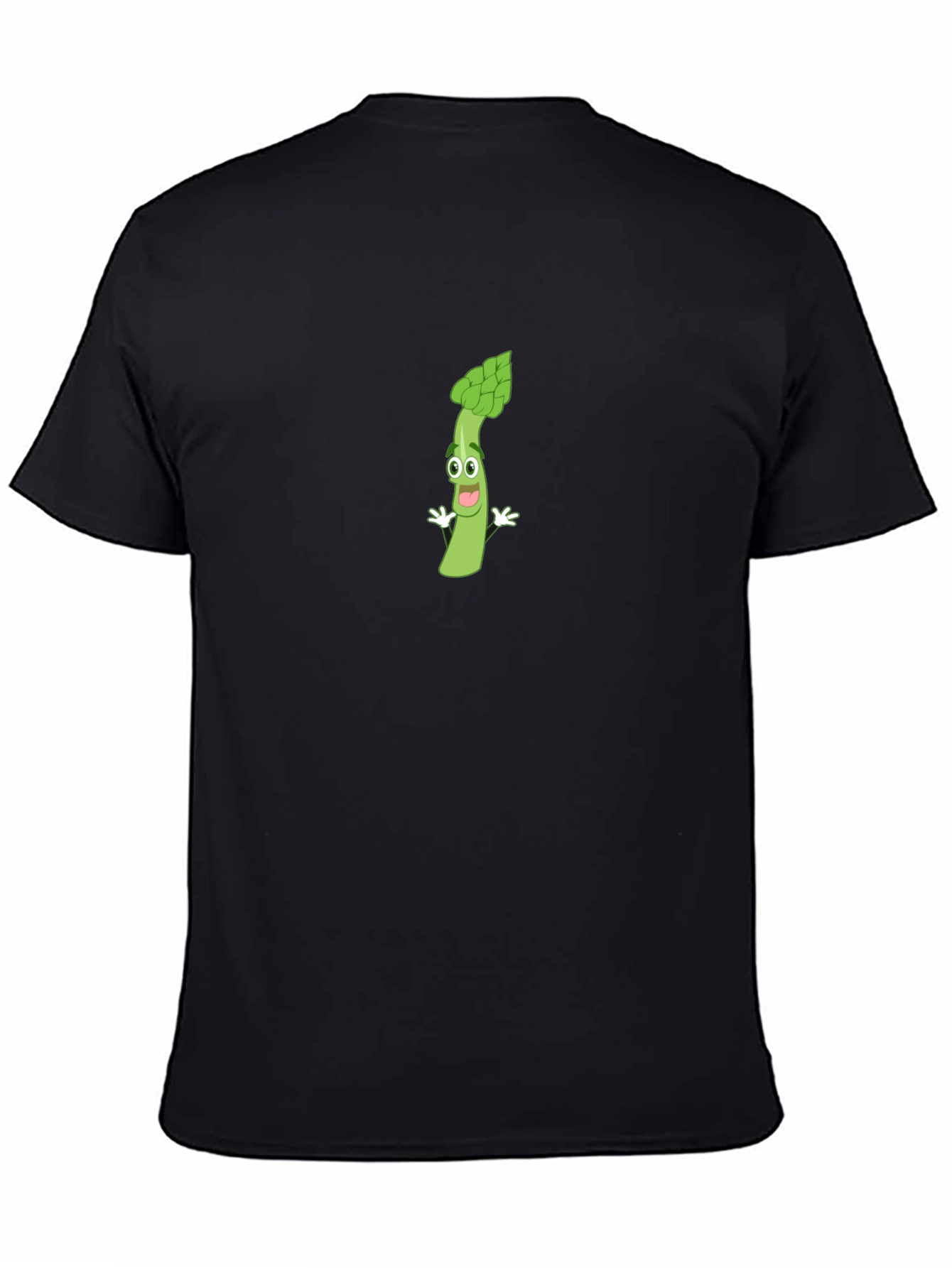 Asparagus Cartoon Graphic T-Shirt - Black