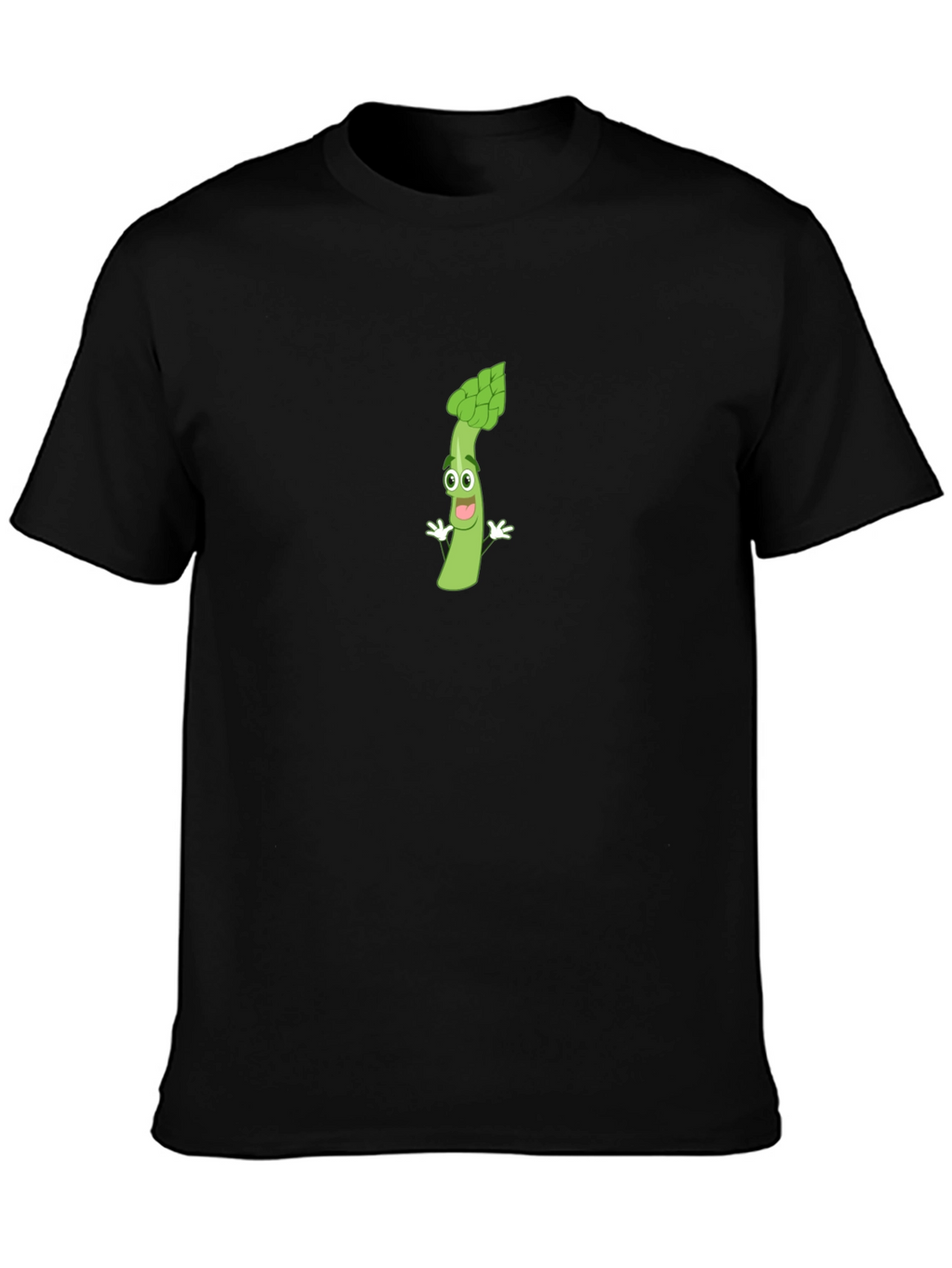 Asparagus Cartoon Graphic T-Shirt - Black