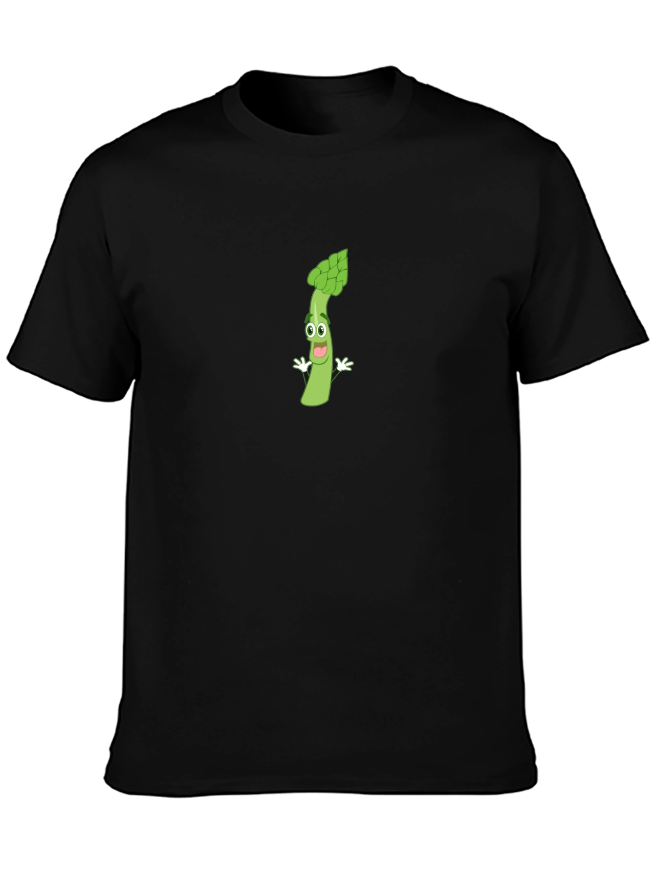 Asparagus Cartoon Graphic T-Shirt - Black