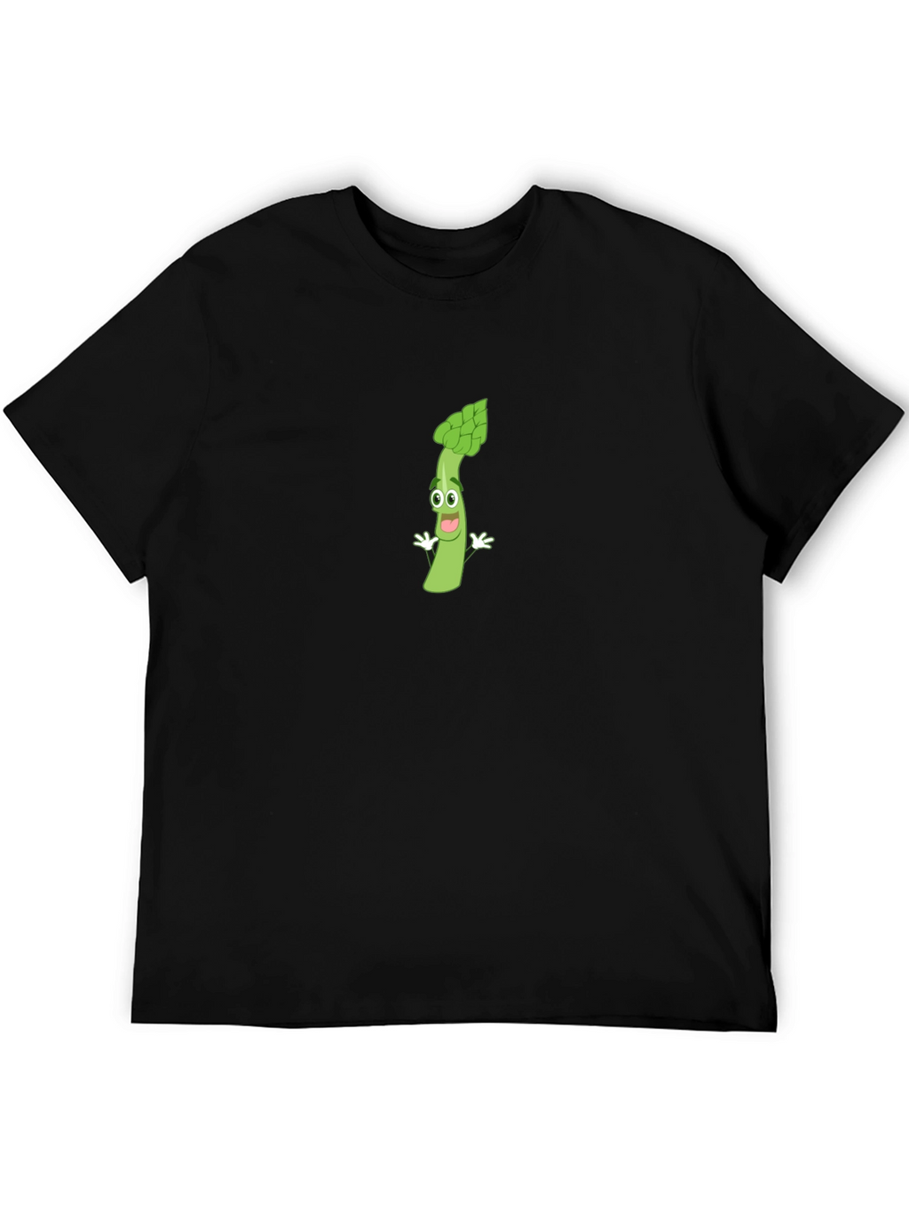 Asparagus Cartoon Graphic T-Shirt - Black