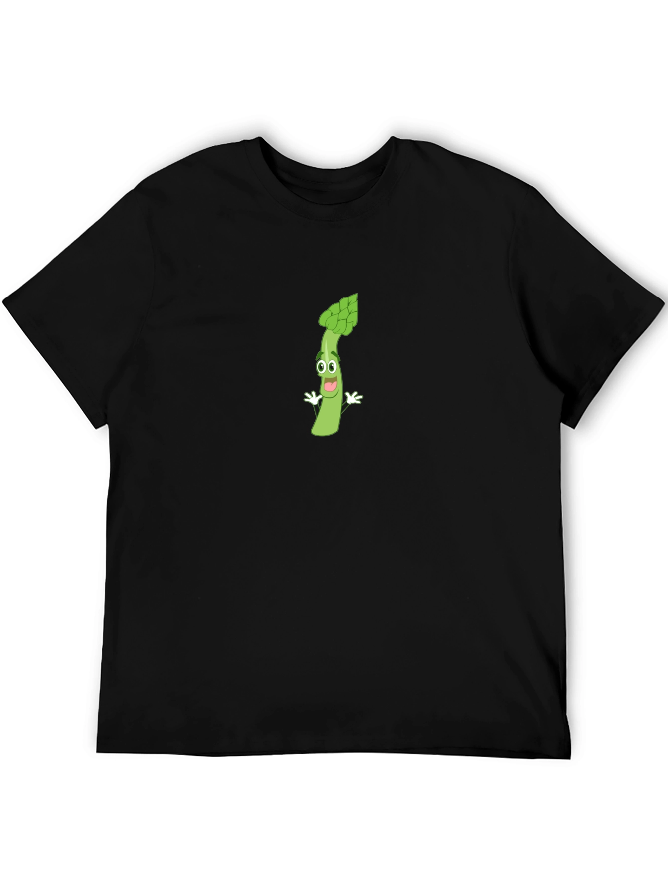 Asparagus Cartoon Graphic T-Shirt - Black