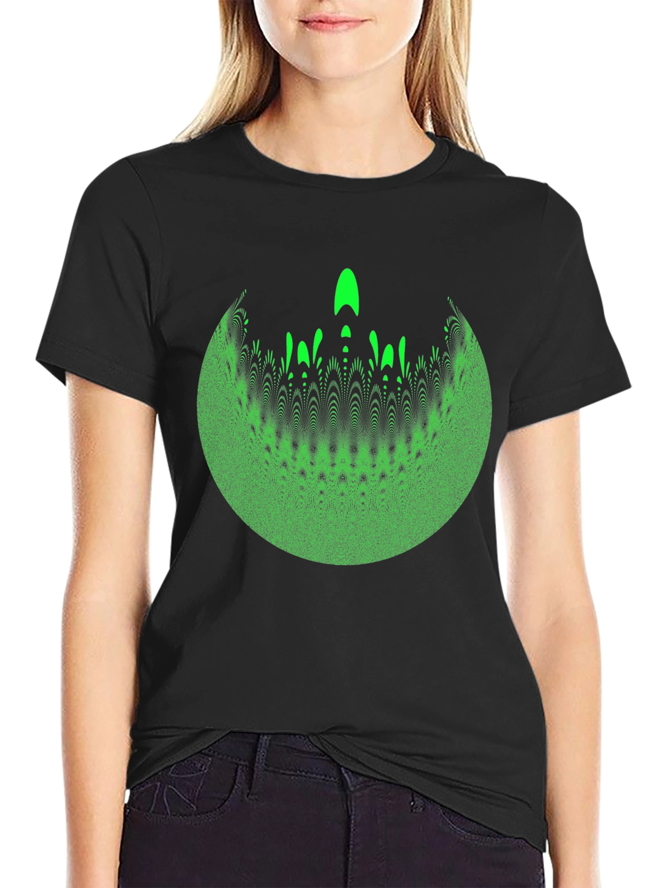 Abstract Green Graphic Print Crew Neck T-Shirt