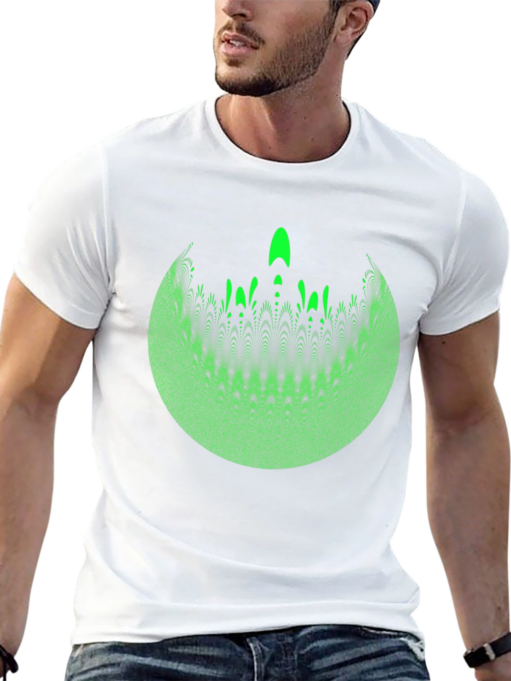 Abstract Green Graphic Print Crew Neck T-Shirt