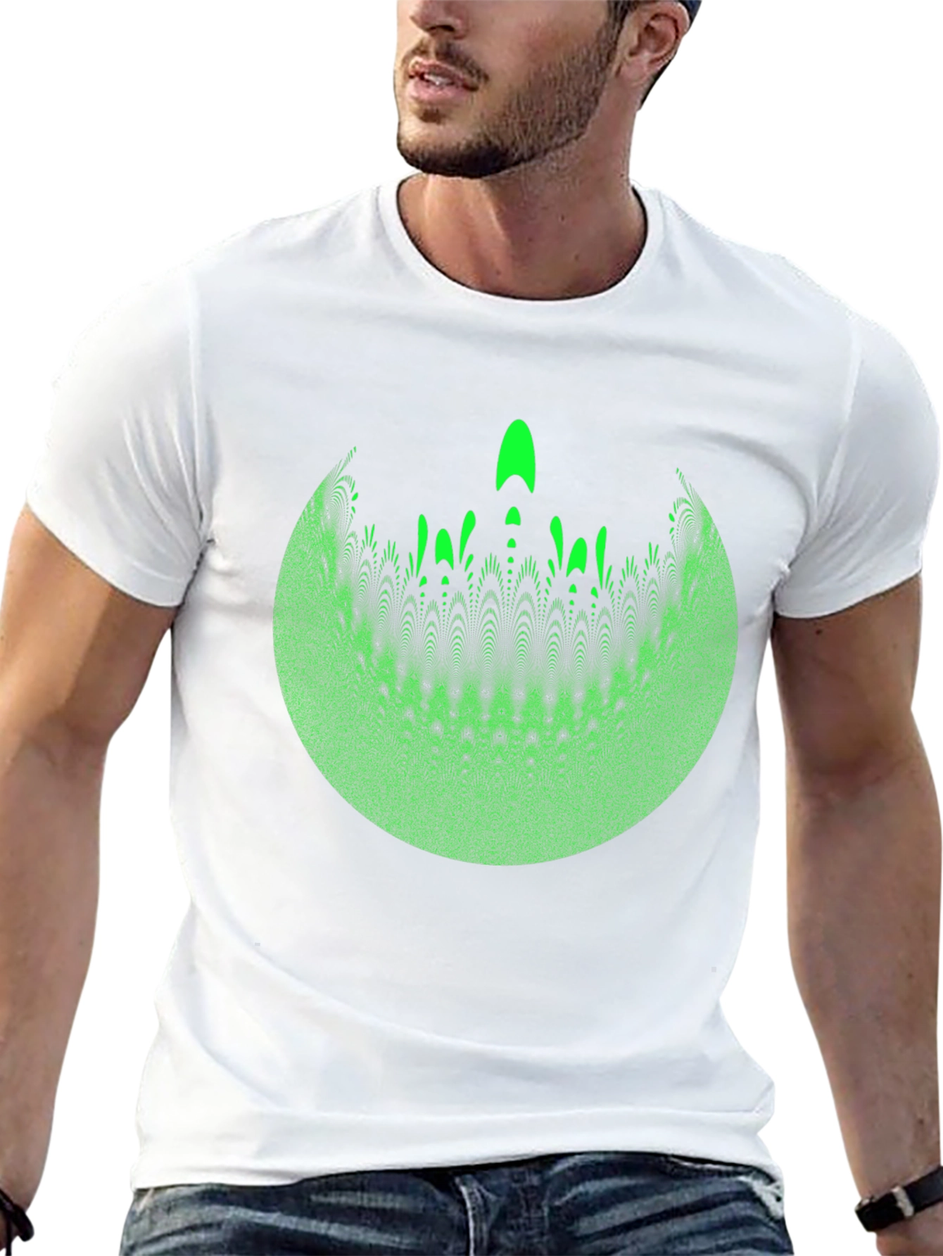 Abstract Green Graphic Print Crew Neck T-Shirt