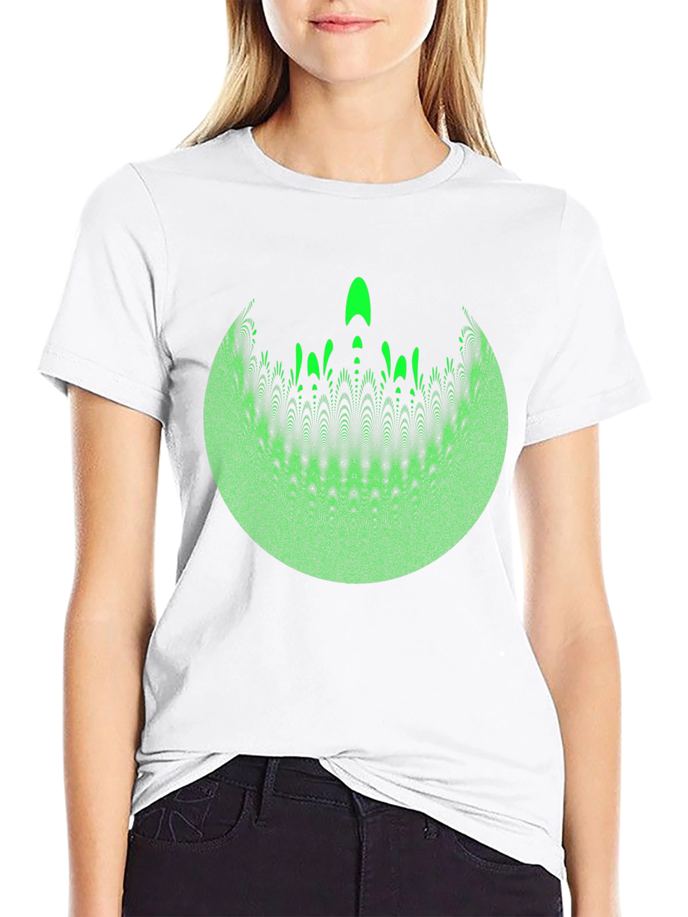 Abstract Green Graphic Print Crew Neck T-Shirt