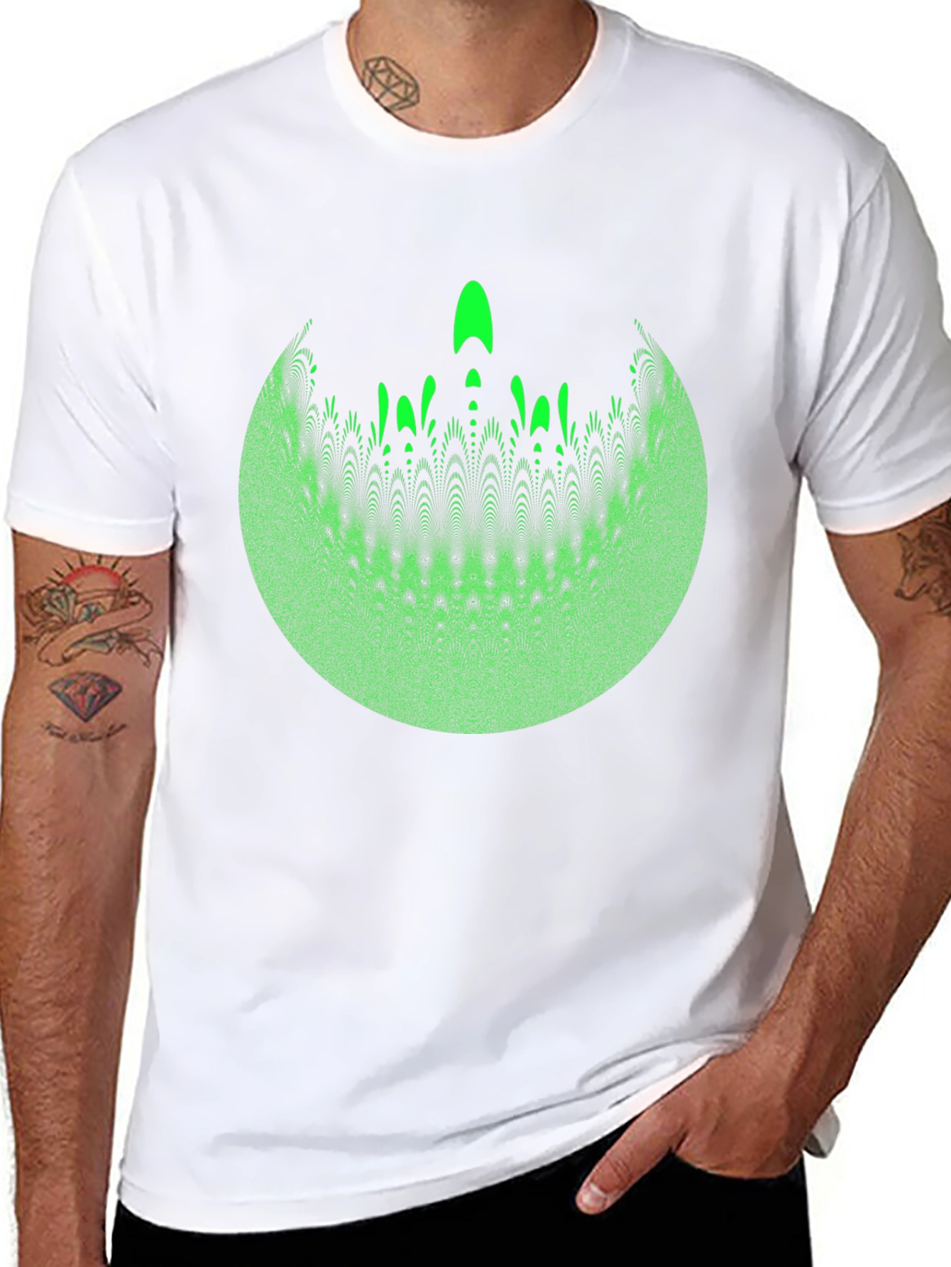 Abstract Green Graphic Print Crew Neck T-Shirt