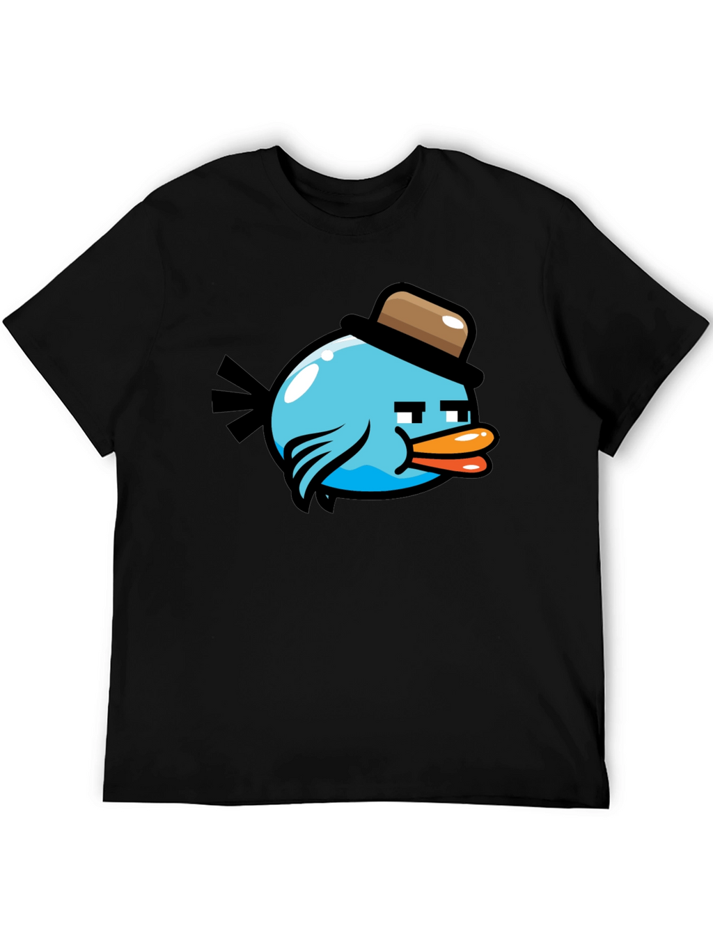 Cartoon Bird Graphic T-Shirt - Mens Black Tee