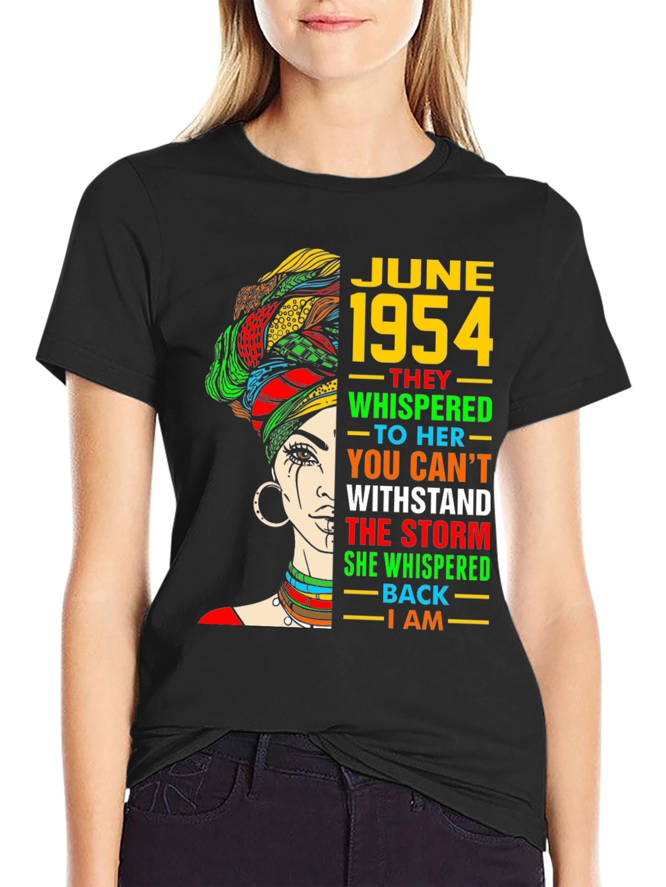 June 1954 Black Queen T-Shirt - Empowering Birthday Gift