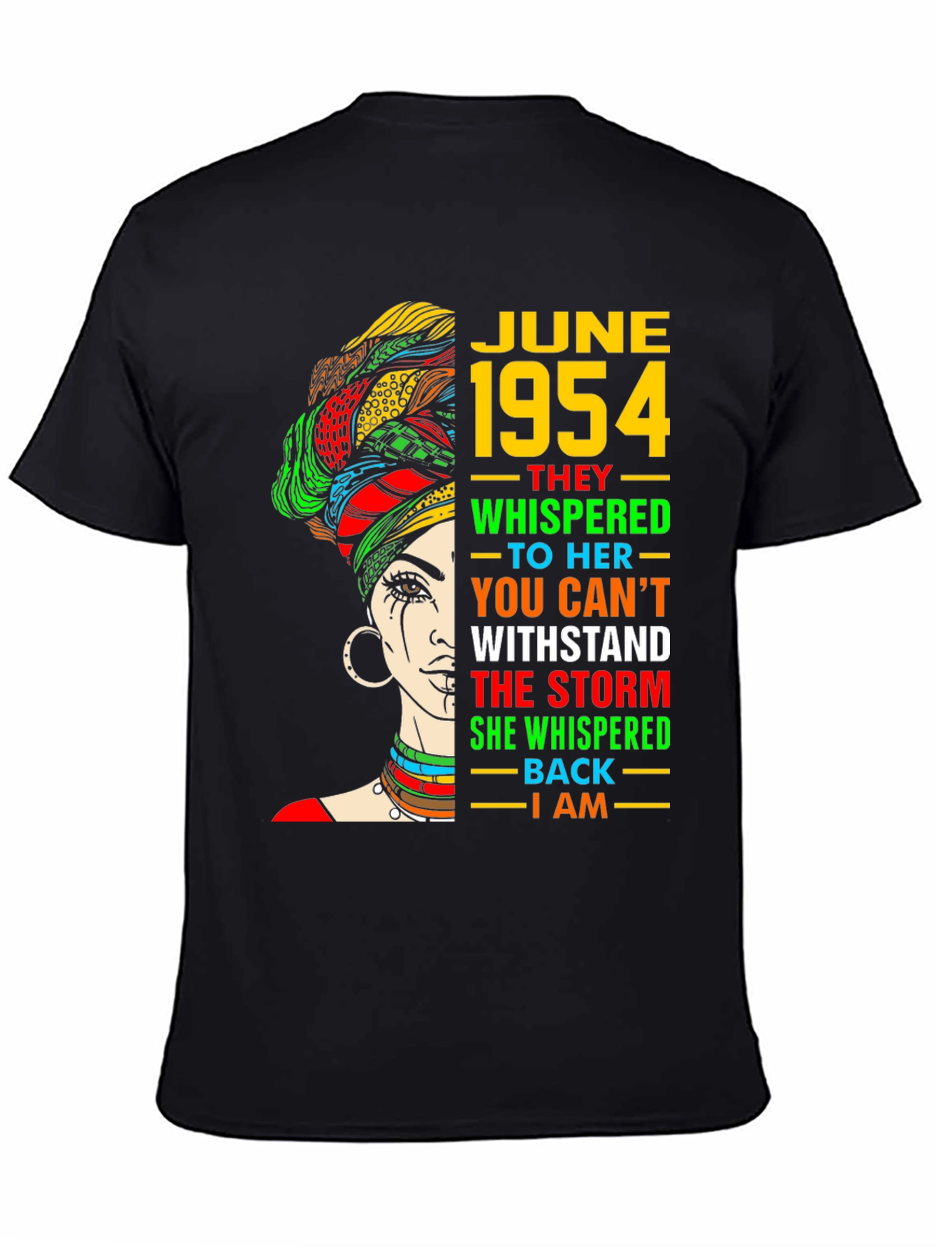 June 1954 Black Queen T-Shirt - Empowering Birthday Gift