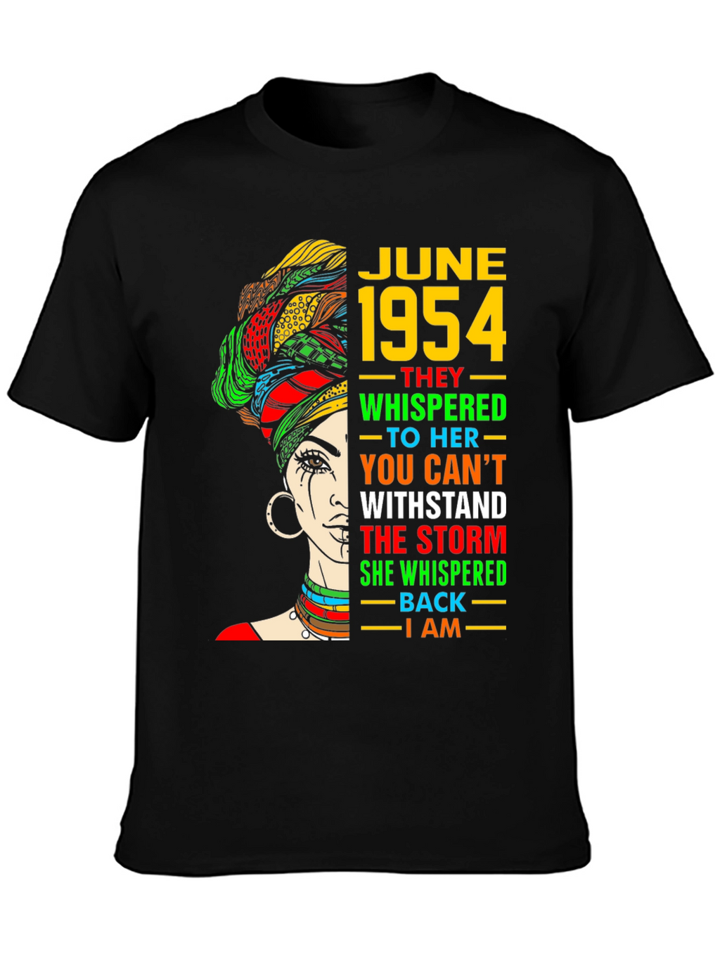 June 1954 Black Queen T-Shirt - Empowering Birthday Gift