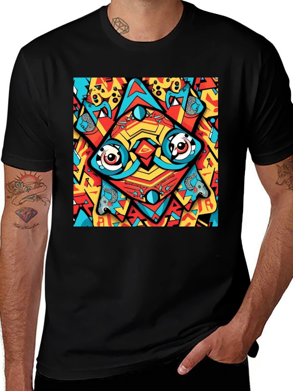 Abstract Eye Design Black T-Shirt