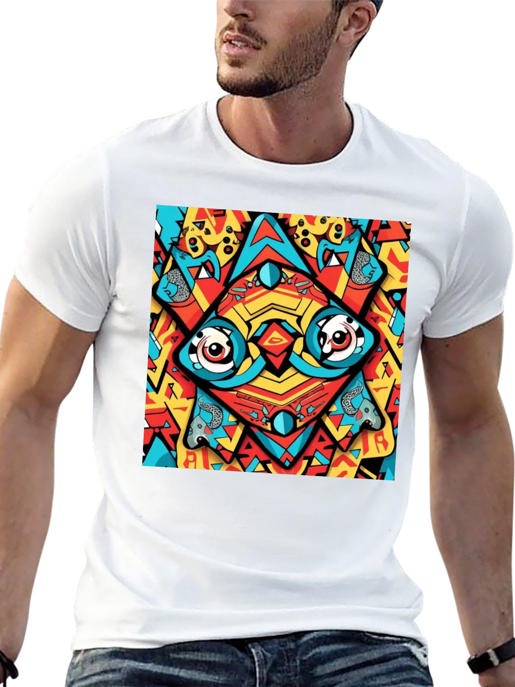 Abstract Eye Design Black T-Shirt