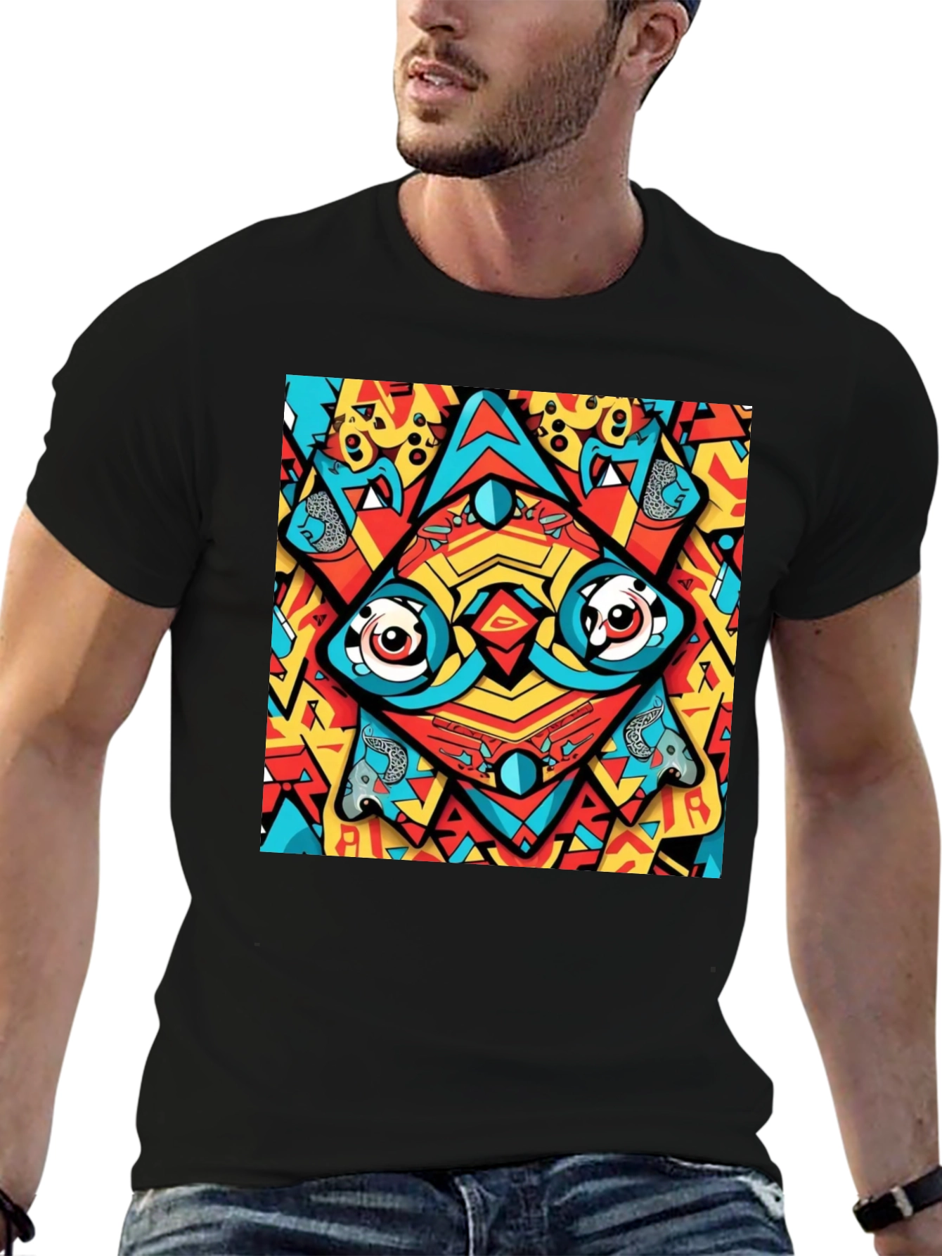Abstract Eye Design Black T-Shirt