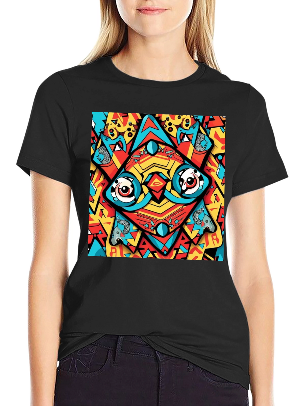 Abstract Eye Design Black T-Shirt