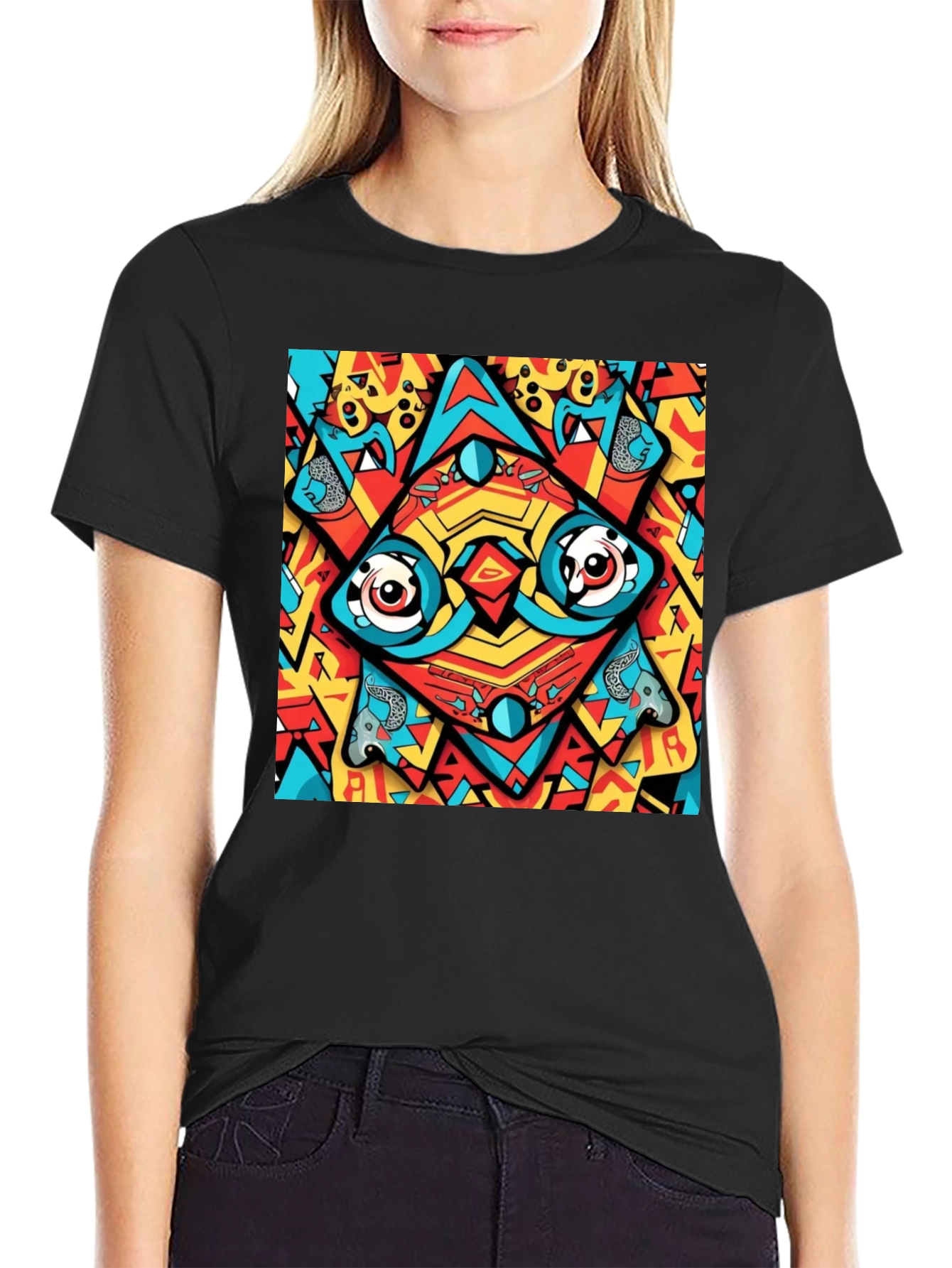 Abstract Eye Design Black T-Shirt