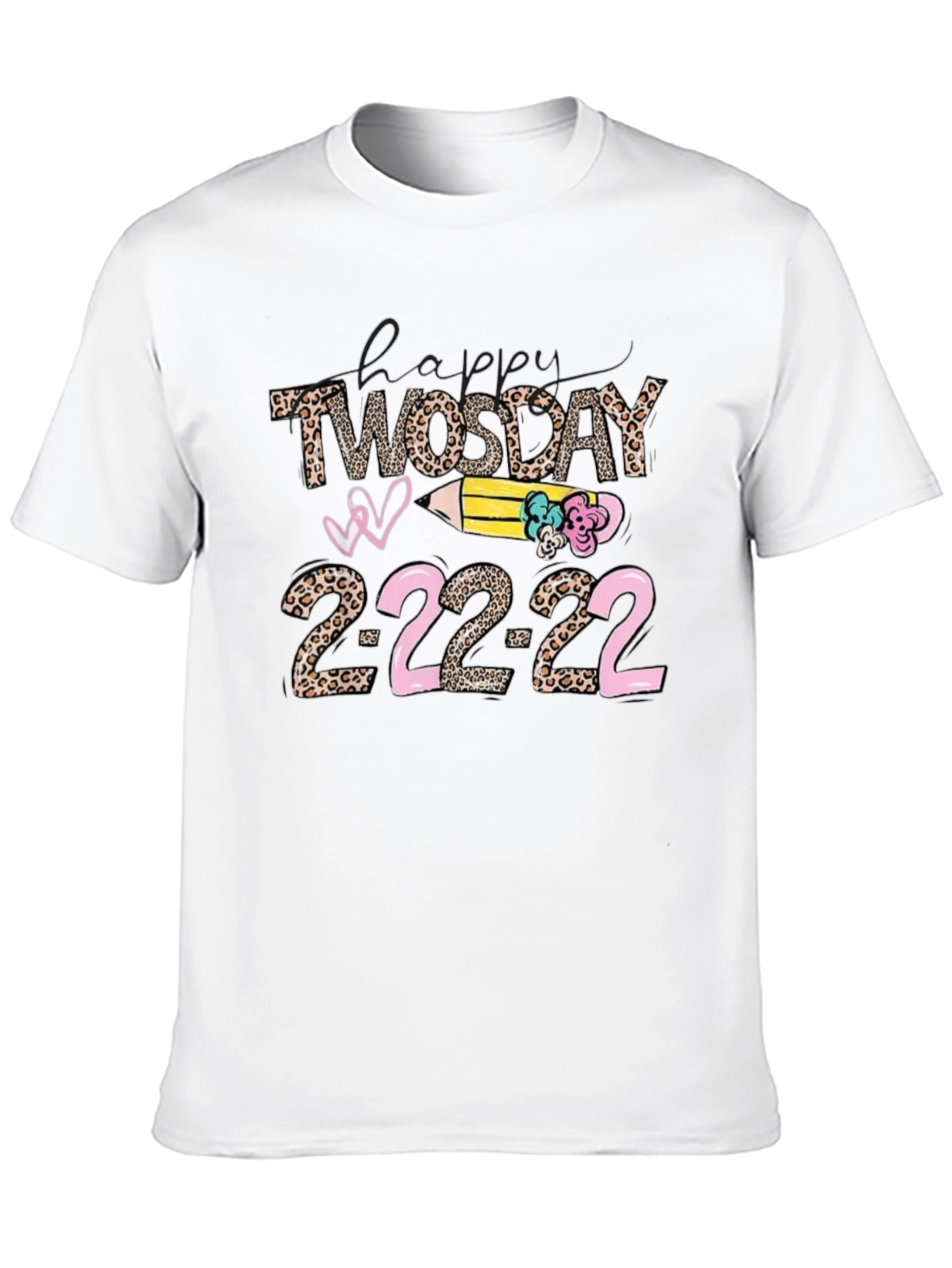 Happy Twosday 2-22-22 Leopard Print T-Shirt