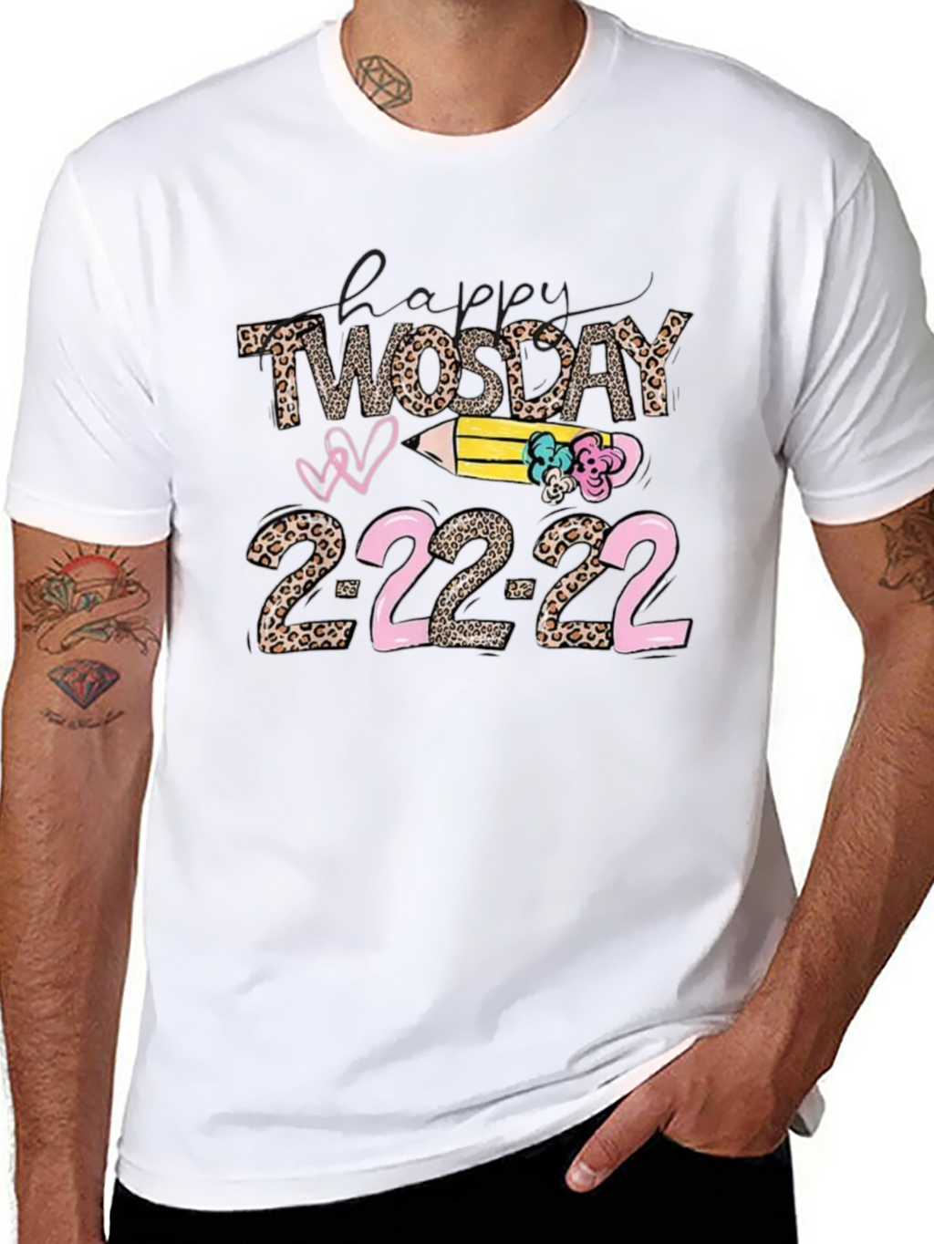 Happy Twosday 2-22-22 Leopard Print T-Shirt
